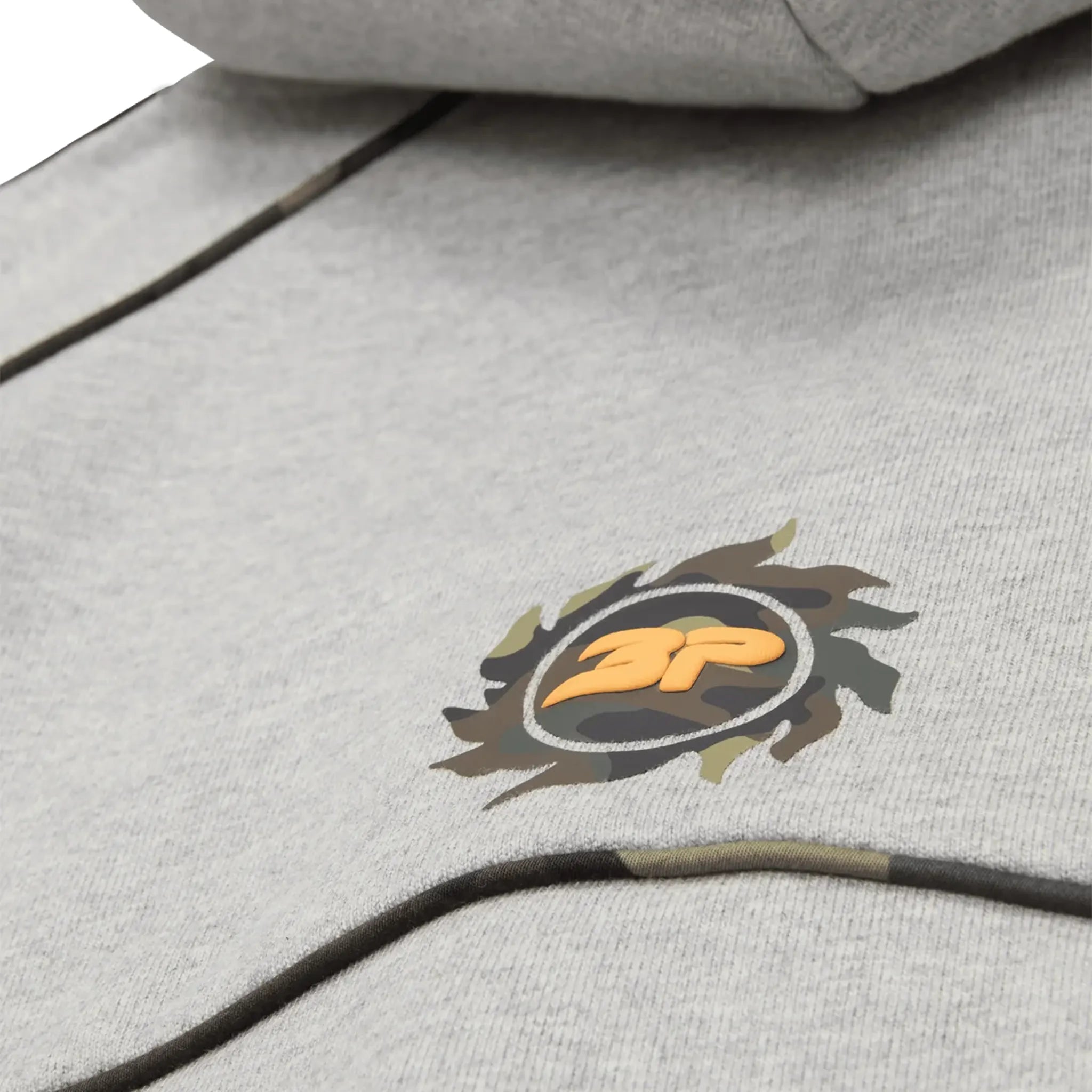 Detail view of Broken Planet Performance Heather Grey Hoodie