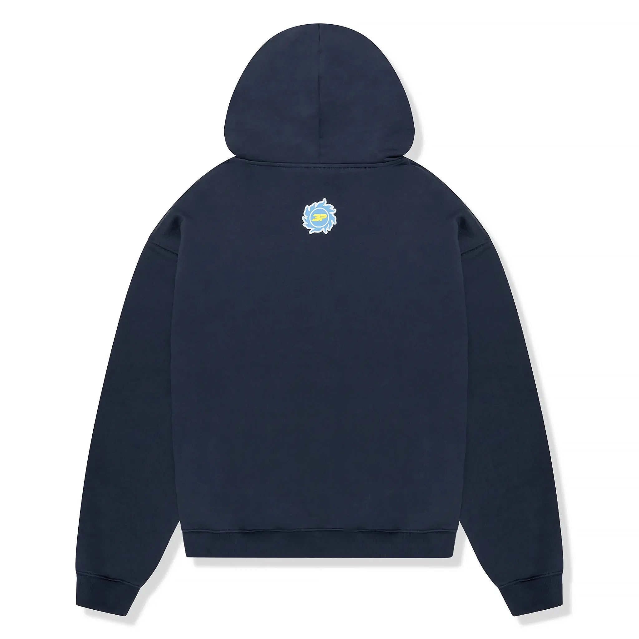 Back view of Broken Planet Space Club Outerspace Blue Hoodie BP-SC24-H-OUTERSPACE_BLUE