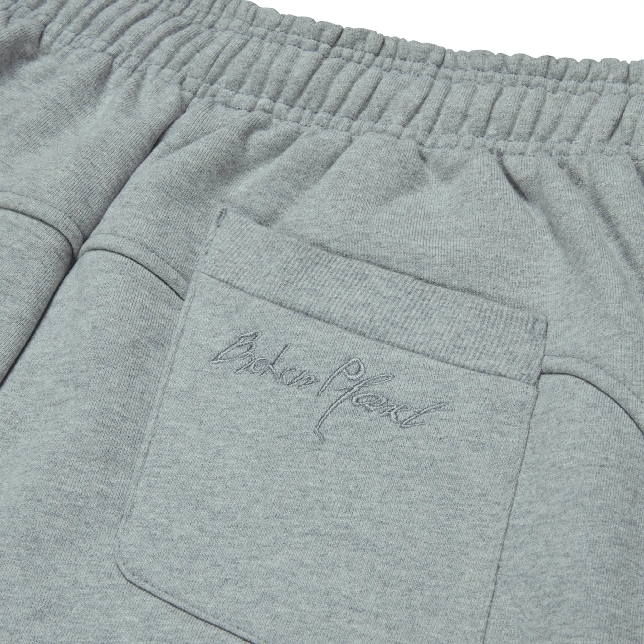 Detail view of Broken Planet Sweat Heather Gray Shorts