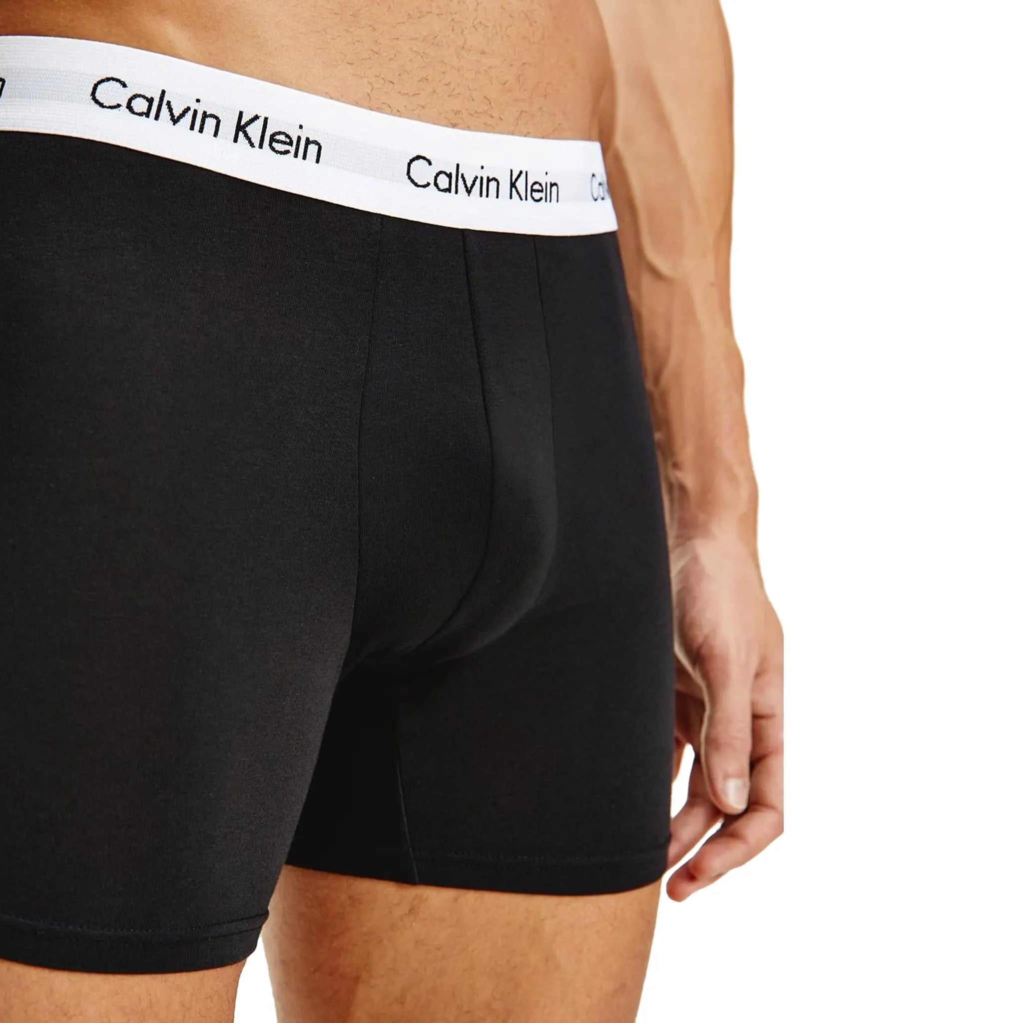 Detail view of Calvin Klein 3 Pack Black Boxer Briefs