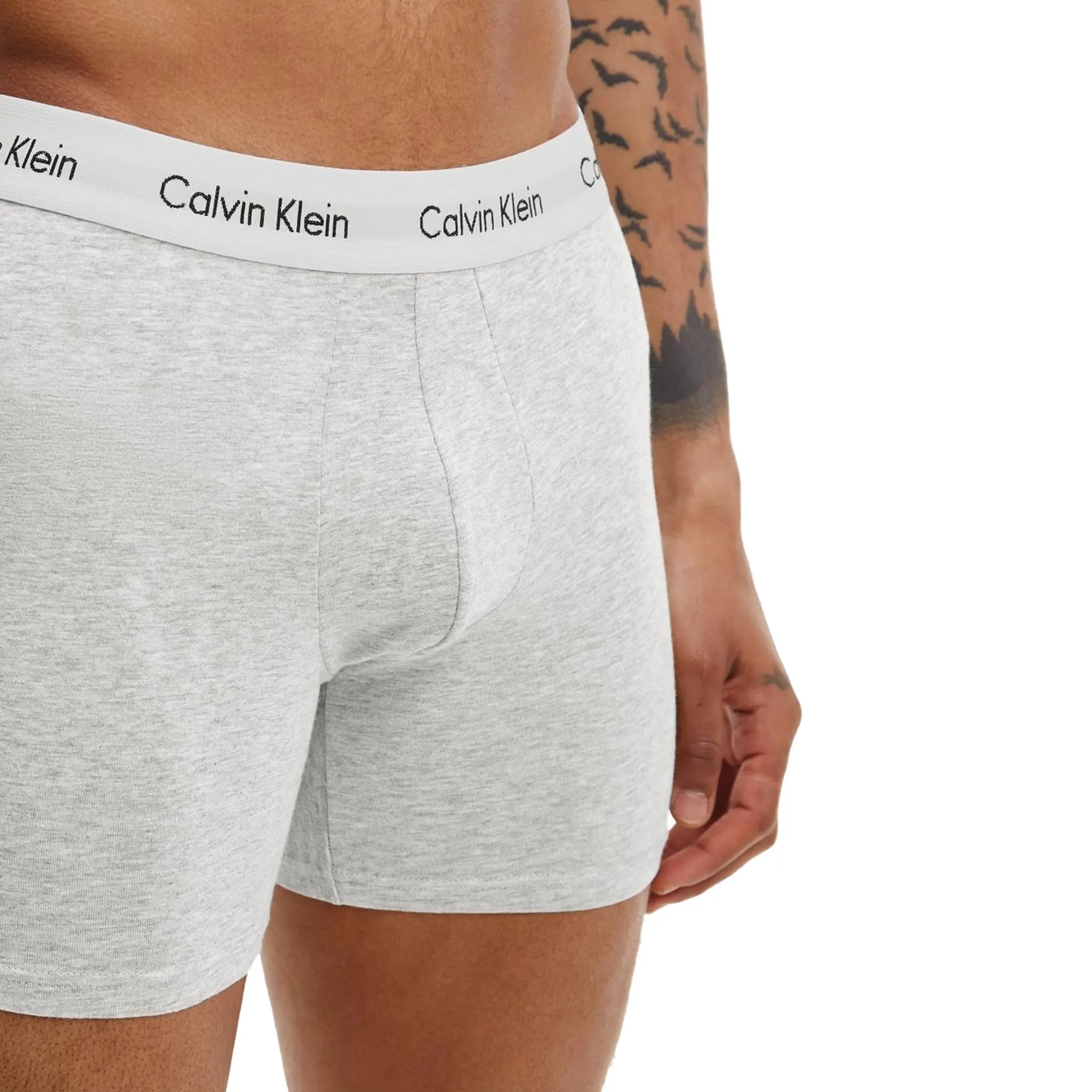 Grey Detail view of Calvin Klein 3 Pack White Black Grey Boxer Briefs