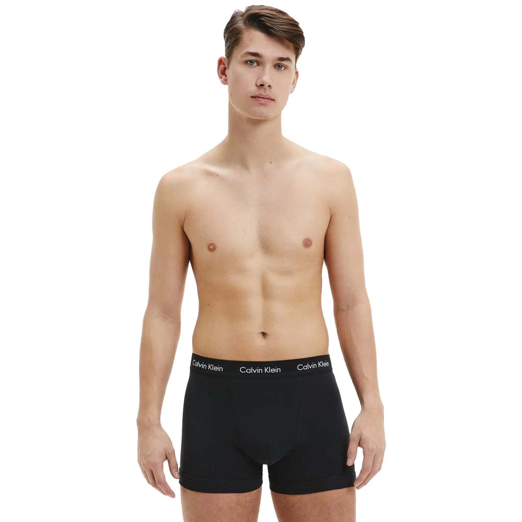 Front view of Calvin Klein Pack Cotton Stretch Black Boxer Shorts