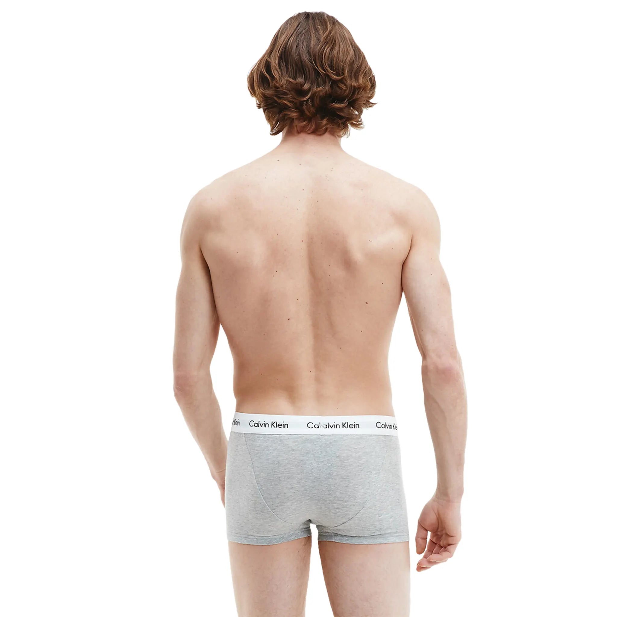 Back view of Calvin Klein Pack Cotton Stretch Grey Boxers Three Pack