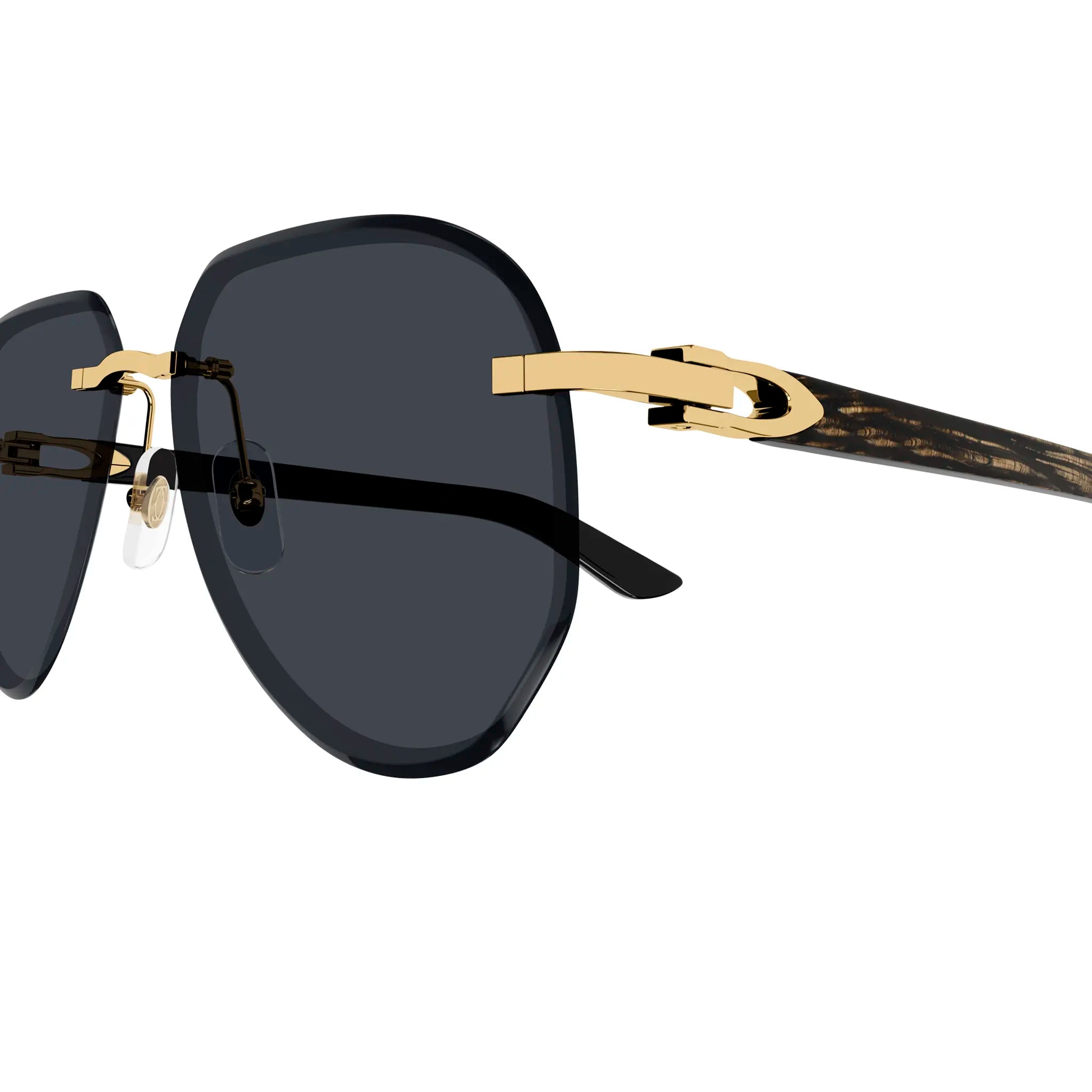 Cartier Eyewear CT0440S-001 Gold Grey Rimless Sunglasses