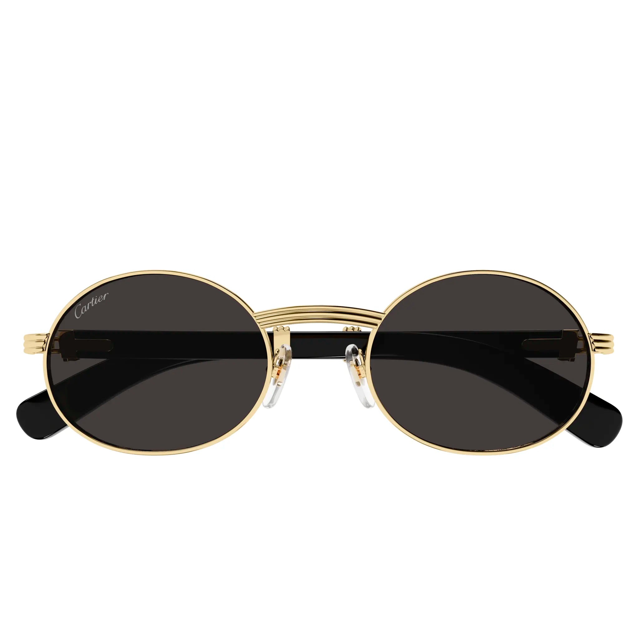 Folded view of Cartier Eyewear CT0464S-001 Gold Grey Sunglasses