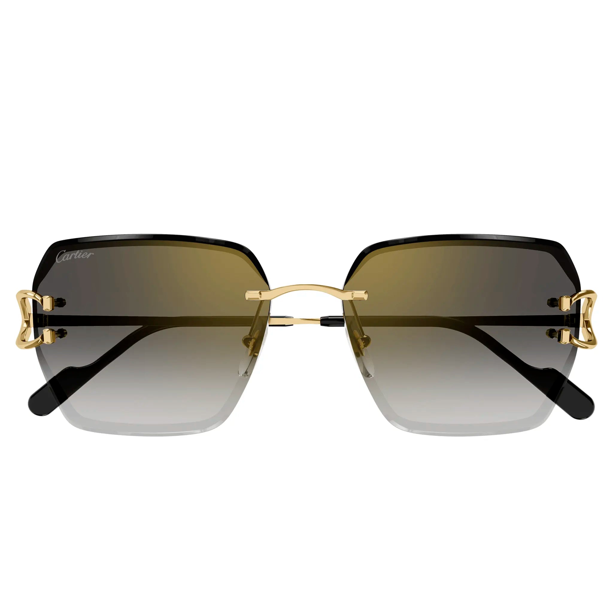 Folded view of Cartier Eyewear CT0466S-001 Gold Grey Sunglasses