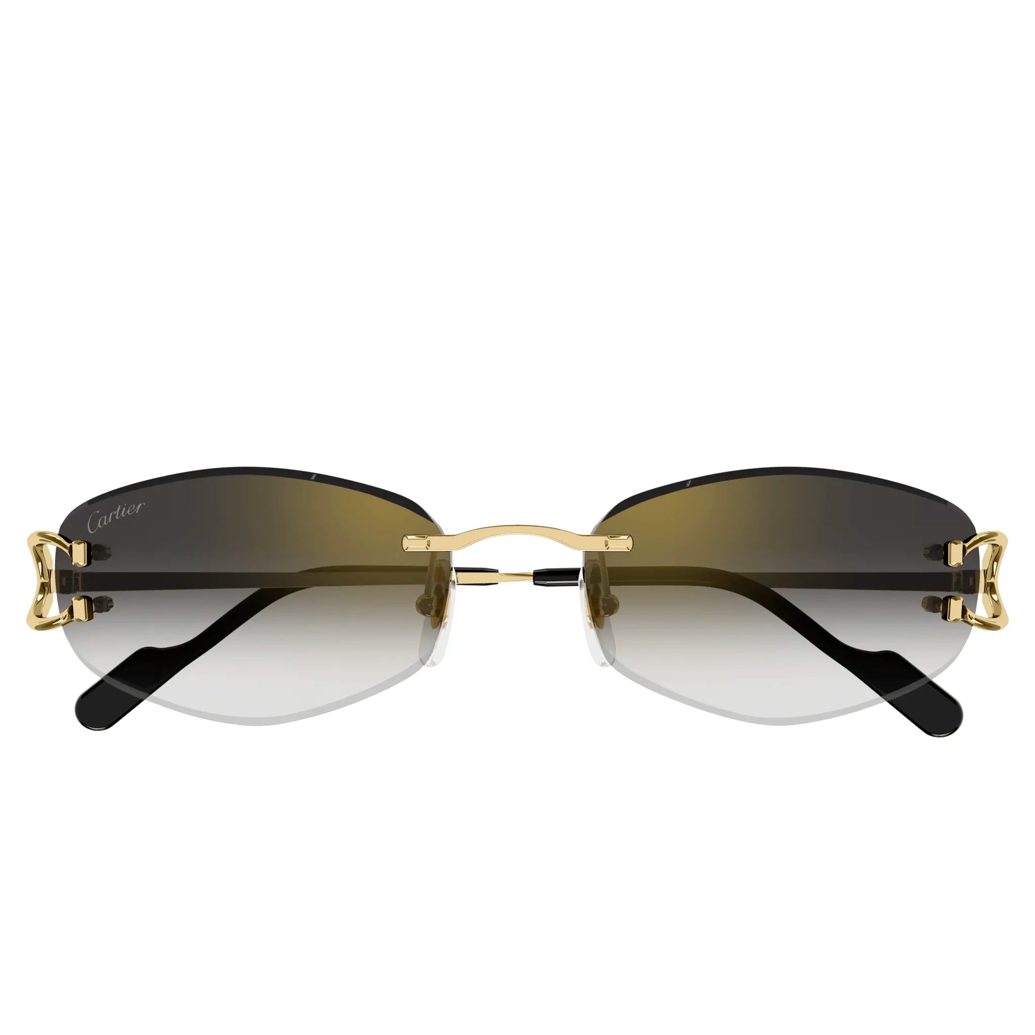 Folded view of Cartier Eyewear CT0467S-001 Gold Grey Sunglasses