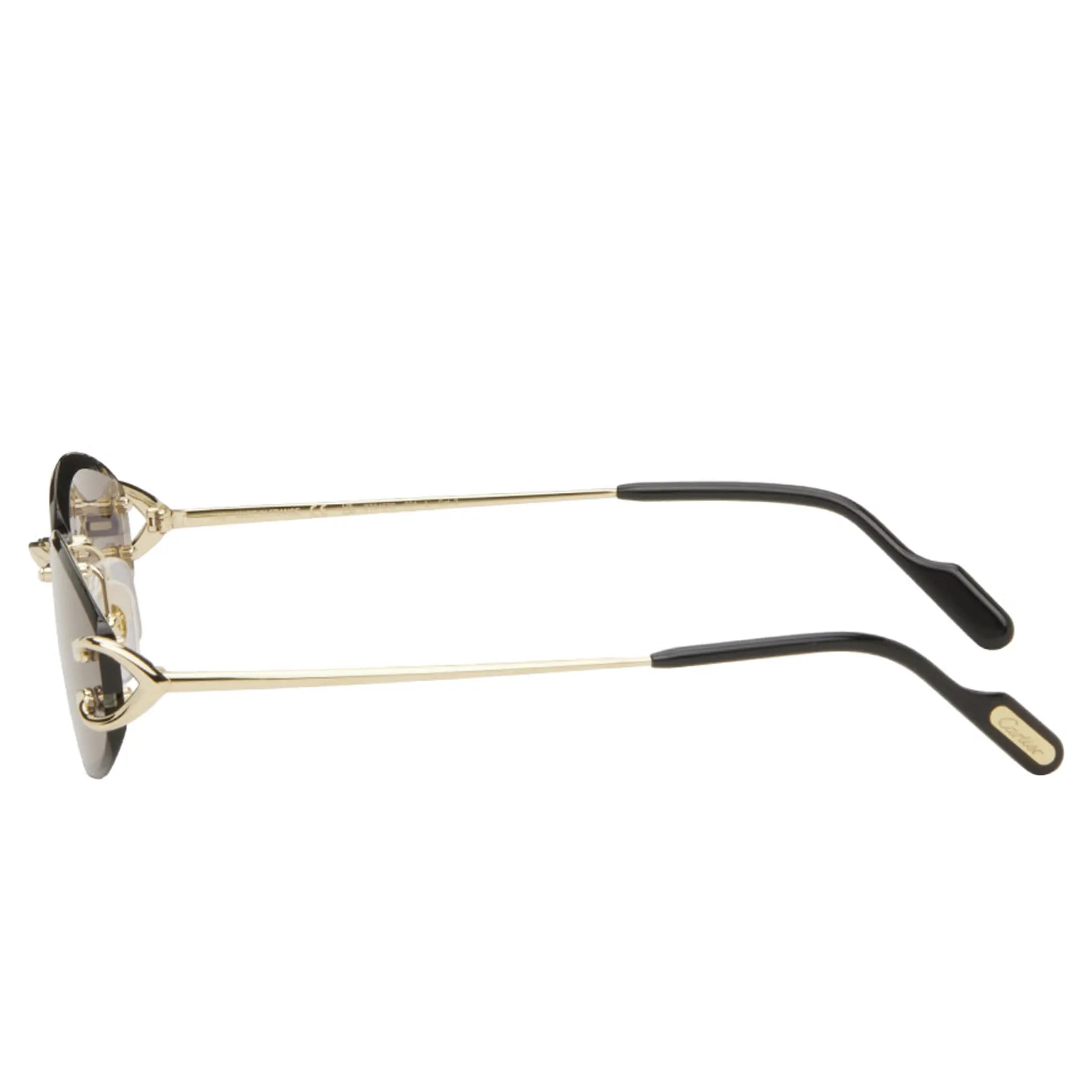 Side view of Cartier Eyewear CT0467S-001 Gold Grey Sunglasses