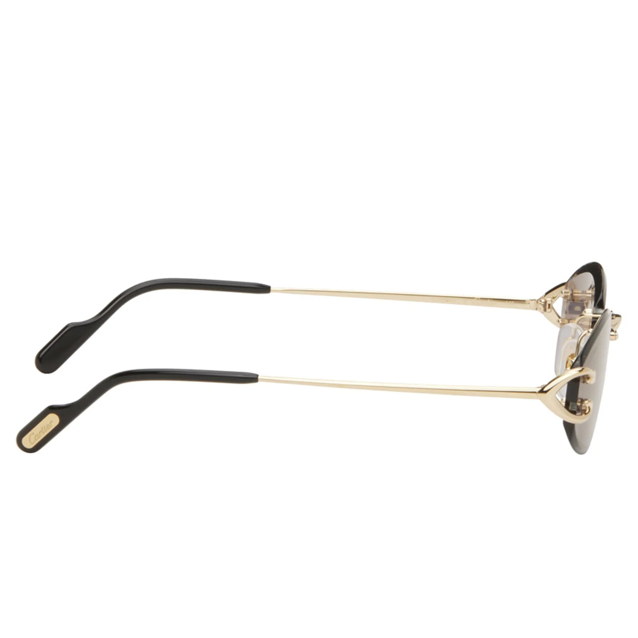 Side view of Cartier Eyewear CT0467S-001 Gold Grey Sunglasses