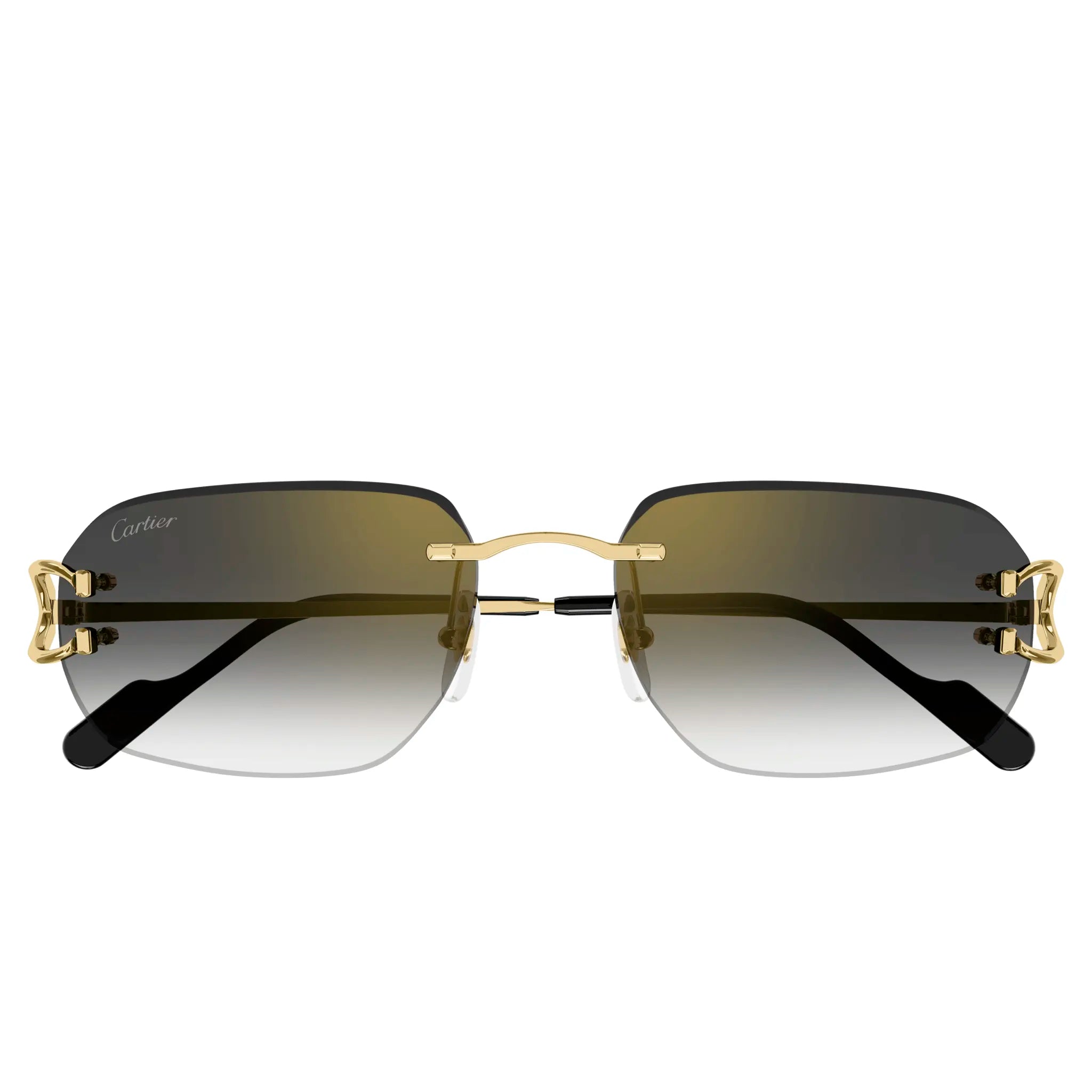 Folded view of Cartier Eyewear CT0468S-001 Gold Grey Sunglasses