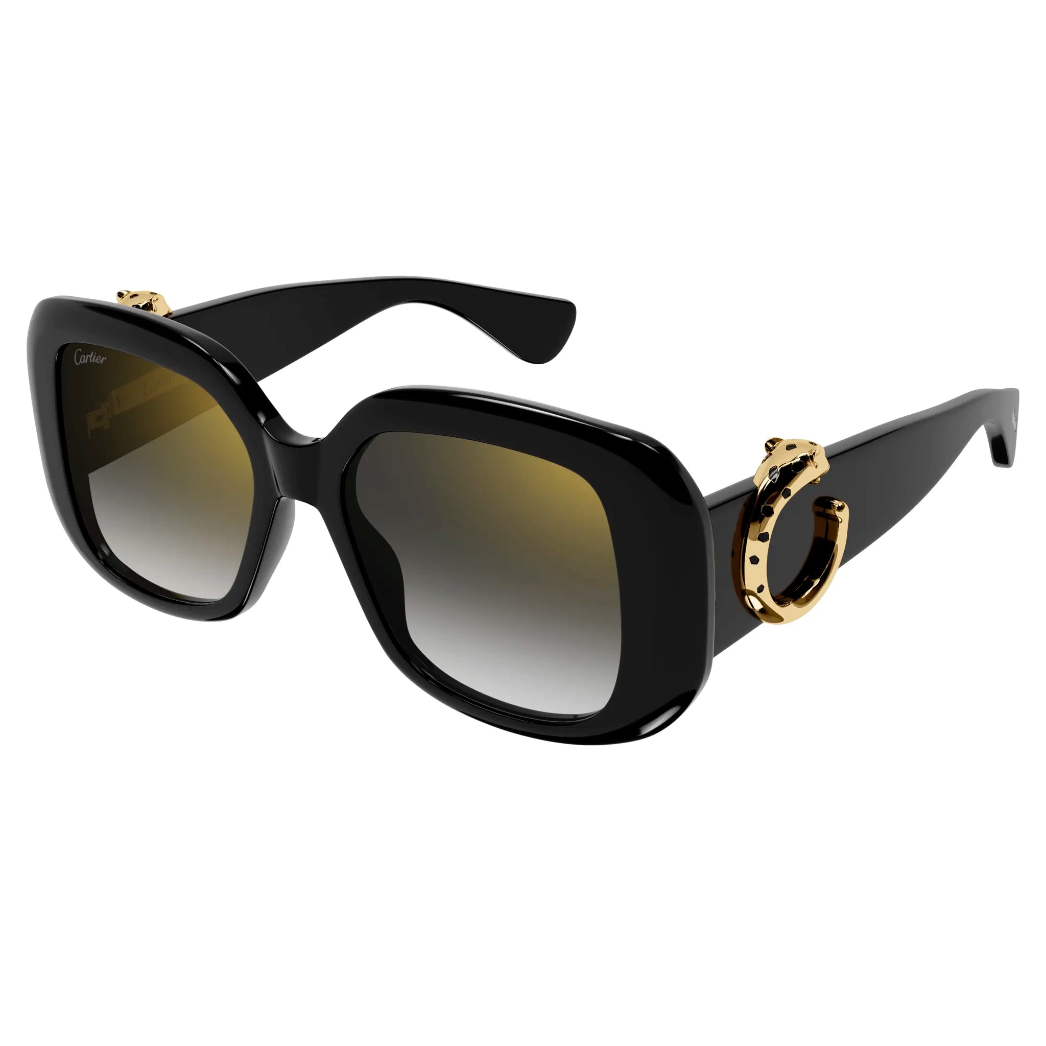 Front Side view of Cartier Eyewear CT0471S-001 Black Grey Sunglasses