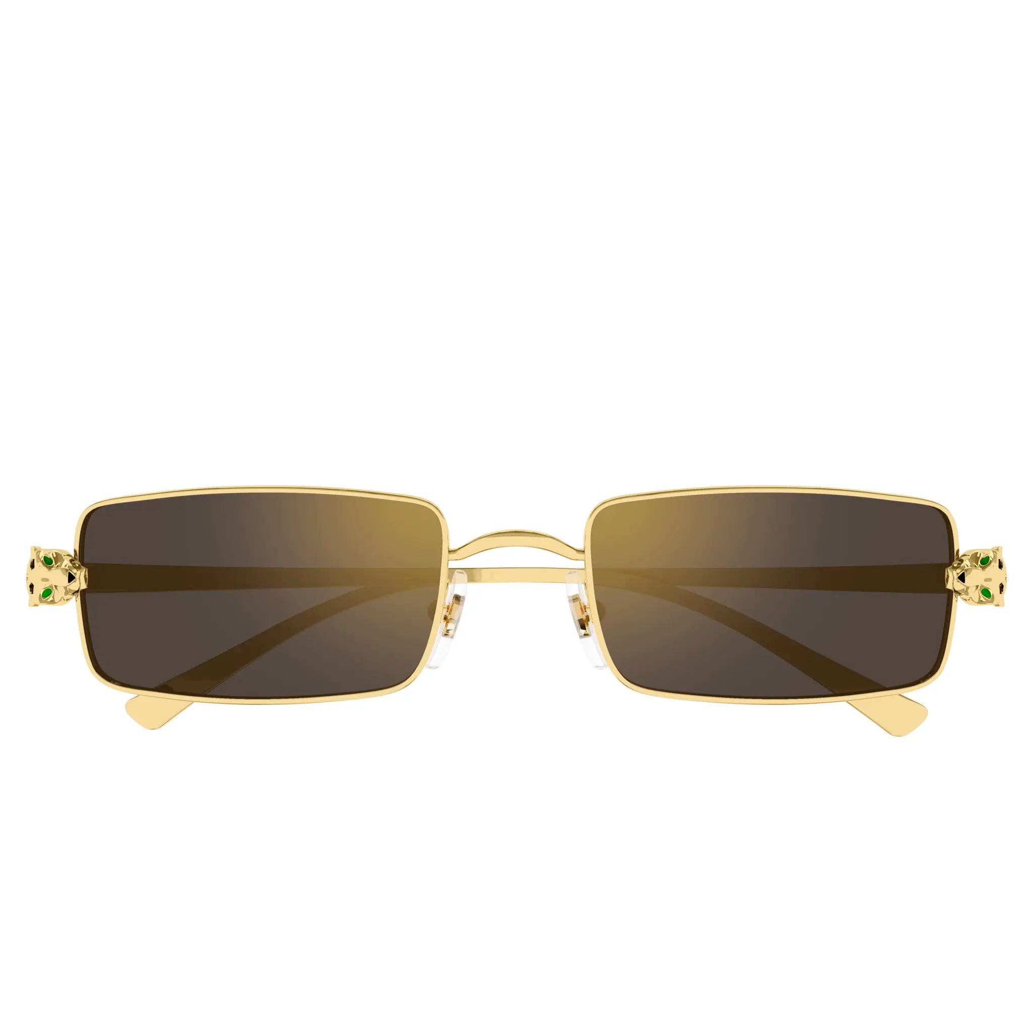 Folded view of Cartier Eyewear CT0473S-001 Panthere De Cartier Gold Grey Sunglasses
