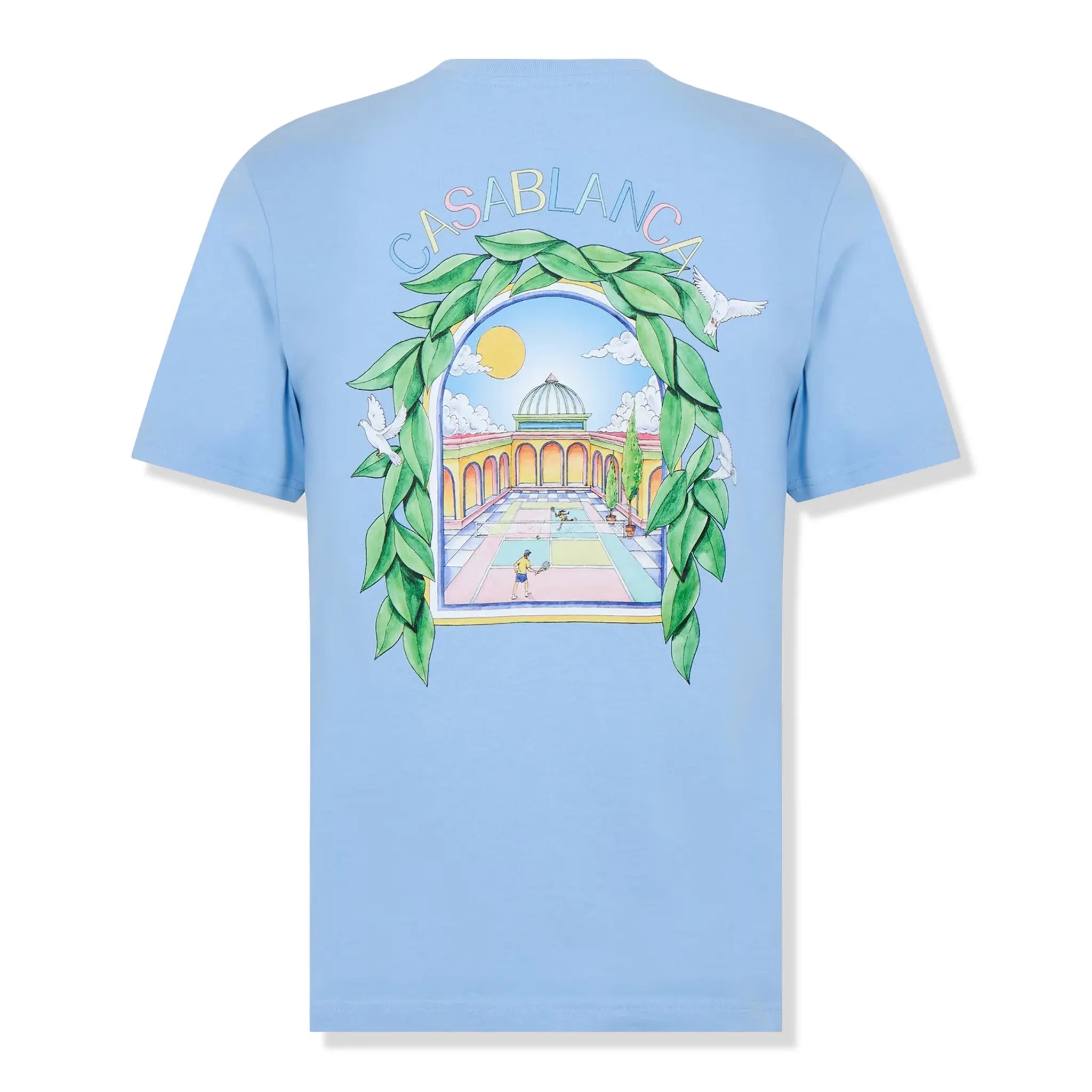 Back view of Casablanca Casa Larche Tennis Blue T Shirt