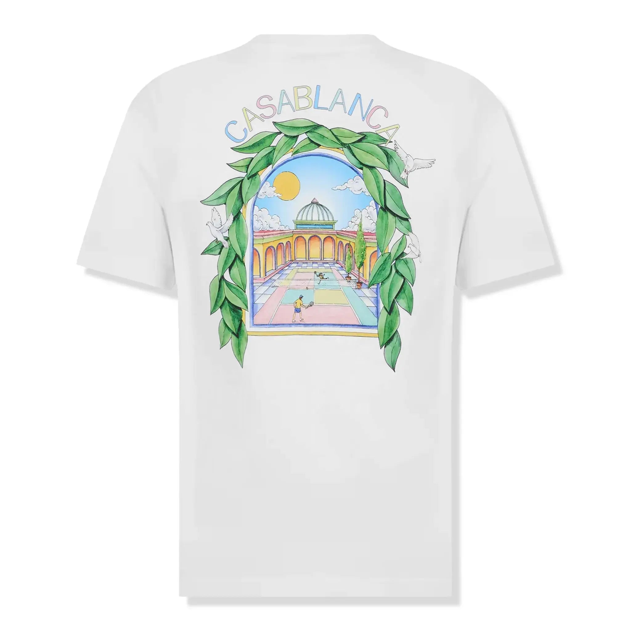 Back view of Casablanca Casa Larche Tennis White T Shirt