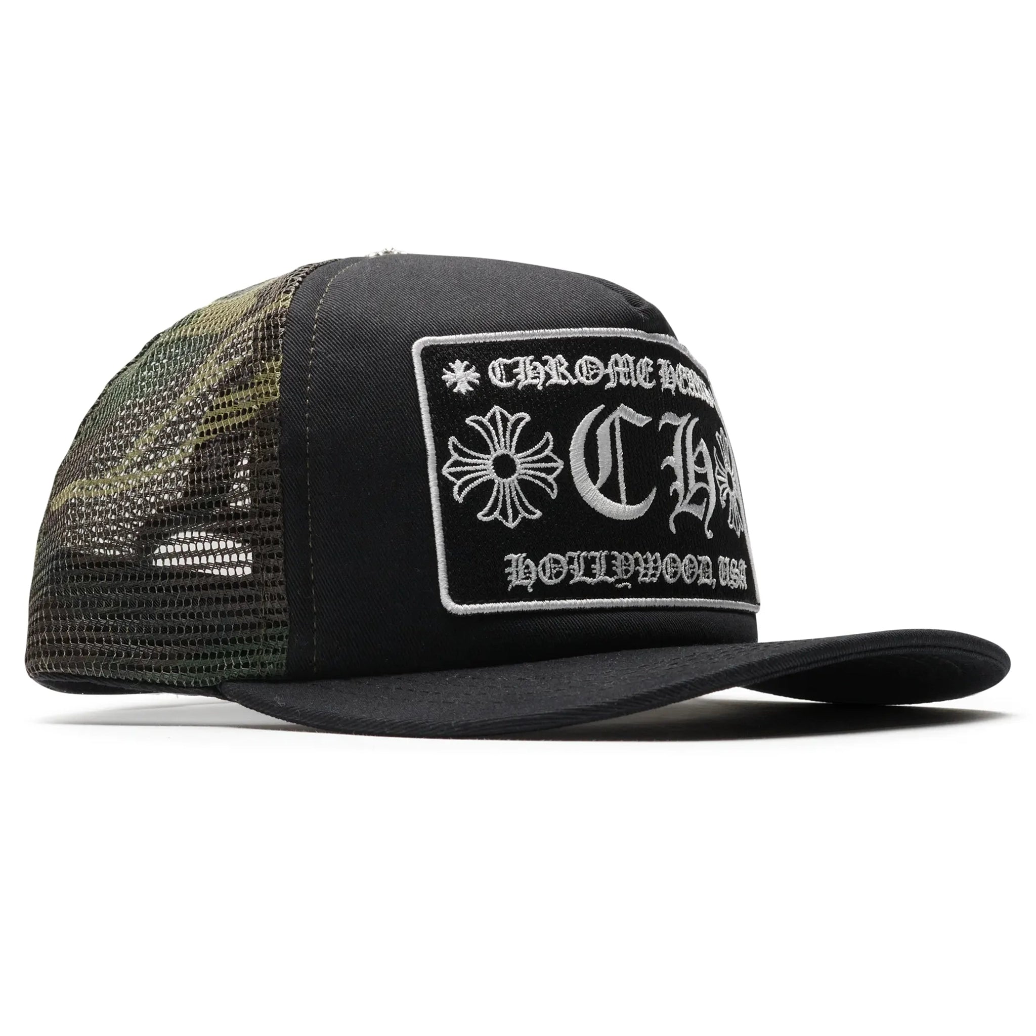 Chrome Hearts CH Hollywood Black Camo Trucker Cap