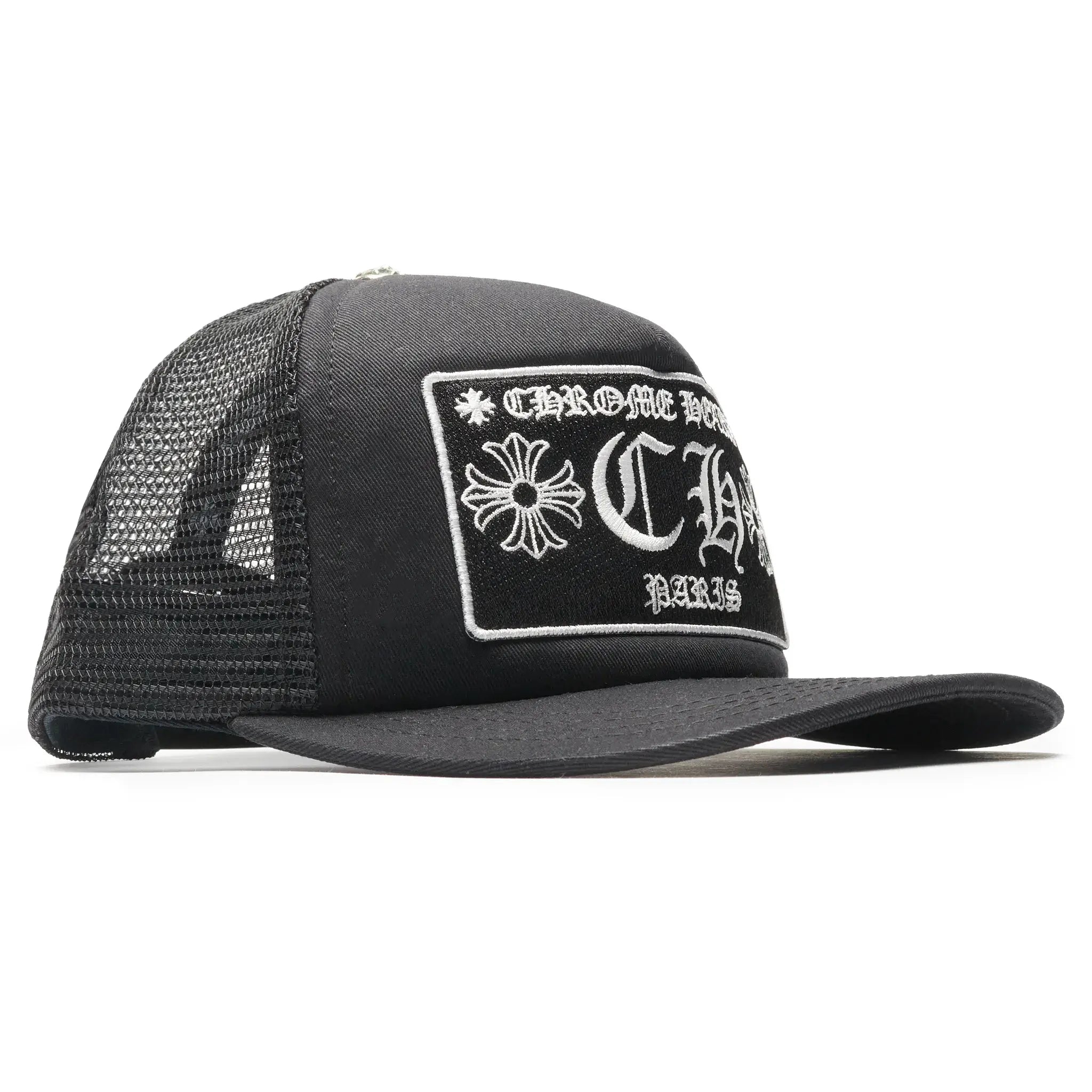 Chrome Hearts CH Paris Black Trucker Cap