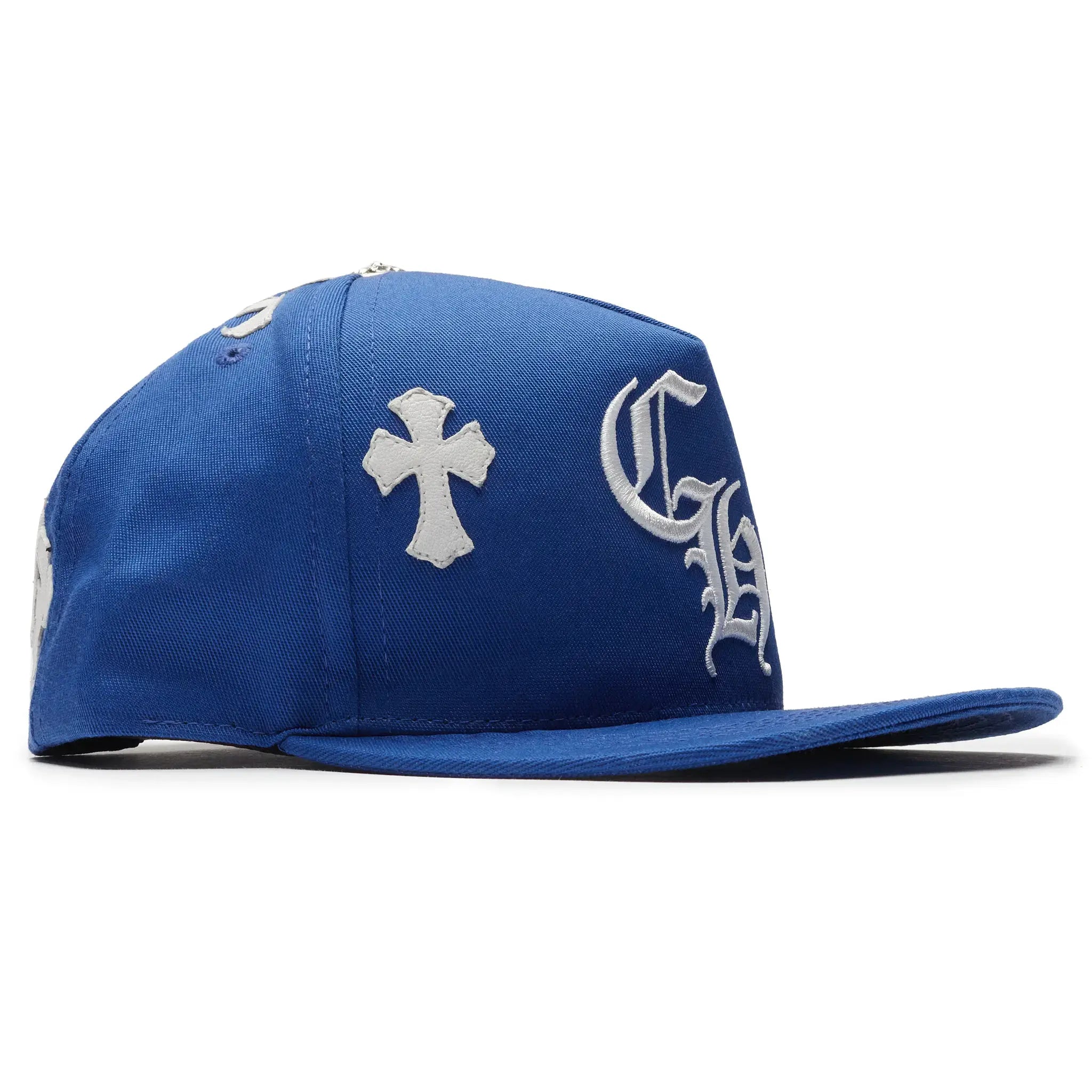 Front view of Chrome Hearts Cross Patch Blue Baseball Cap