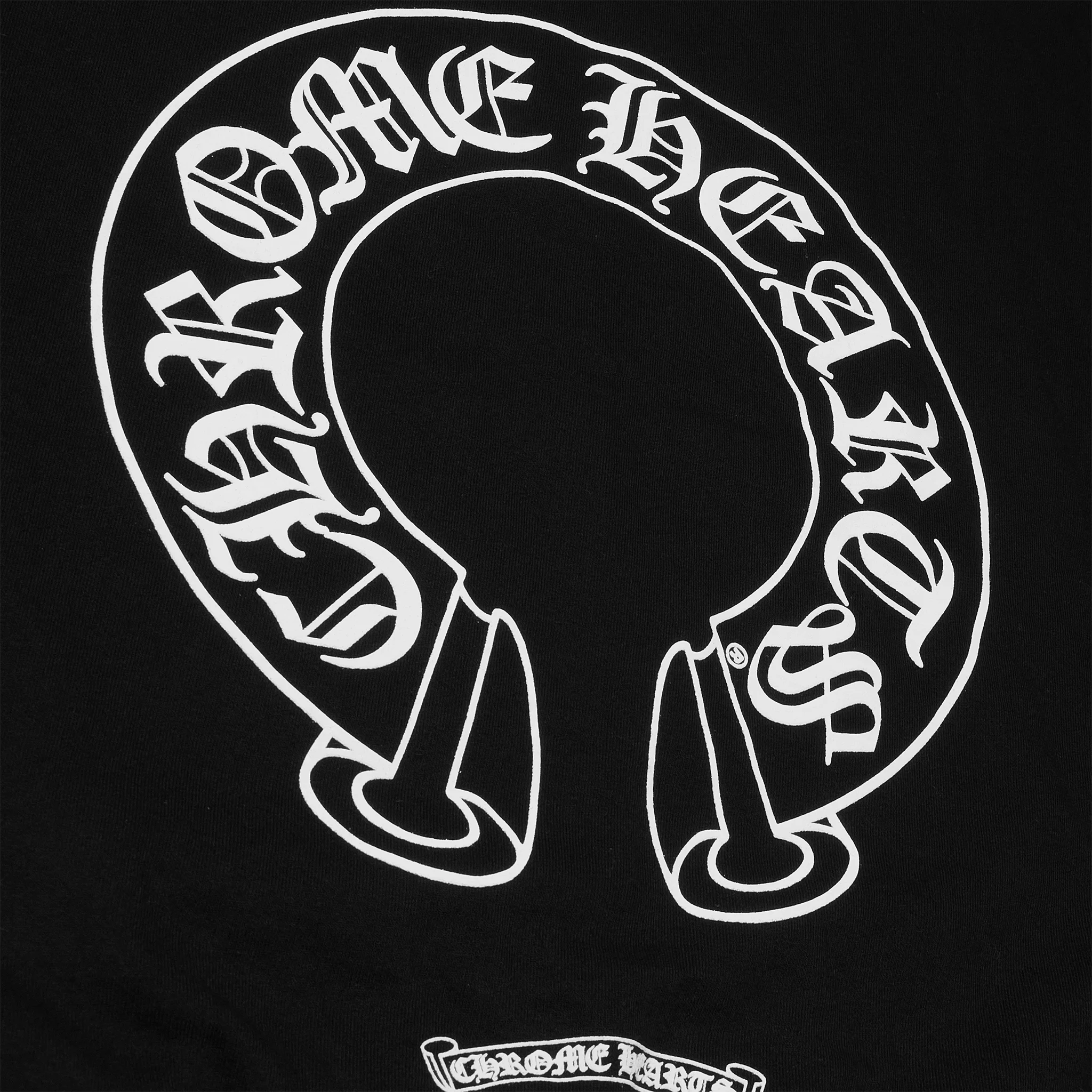 Back detail view of Chrome Hearts Horse Shoe Black Sweatshirt 