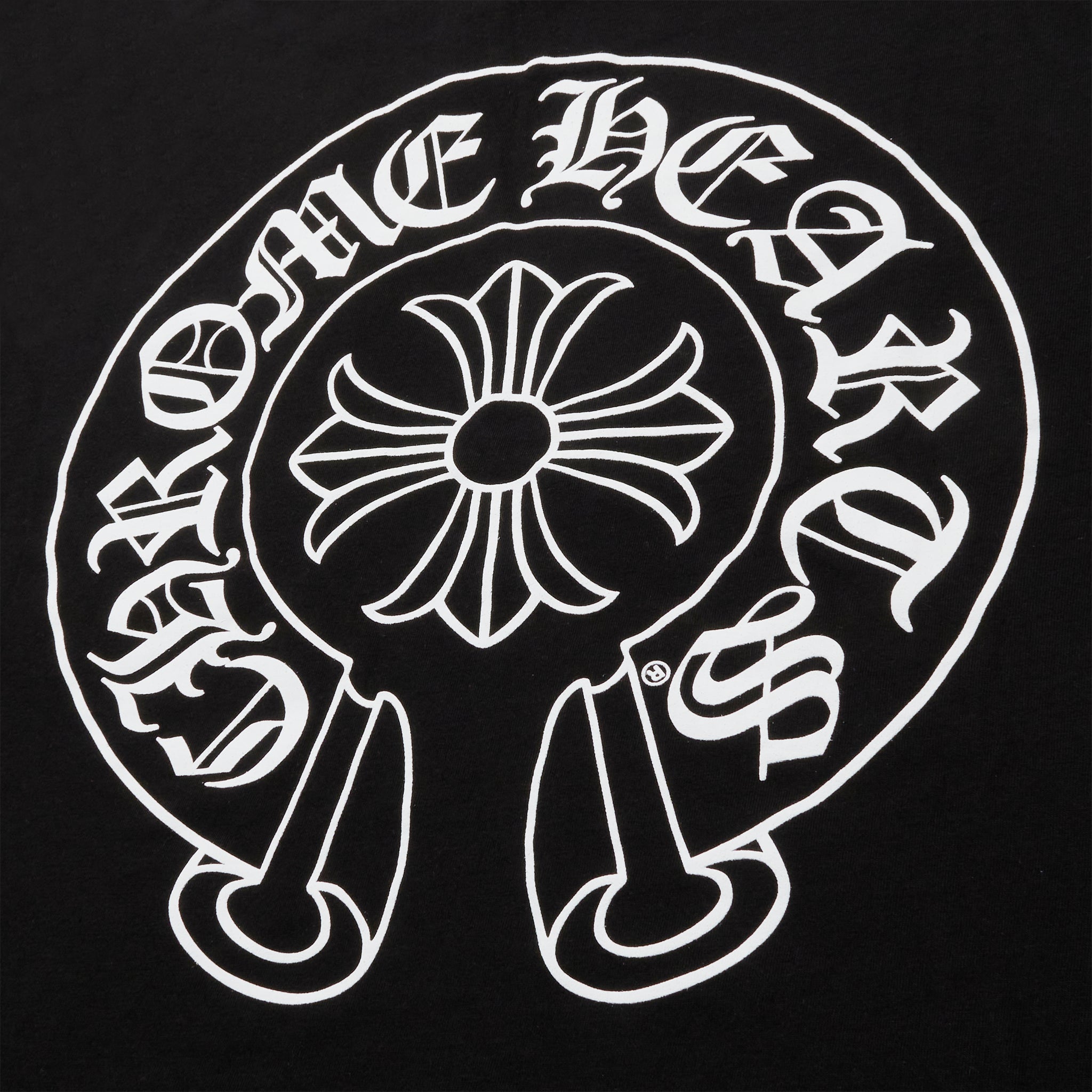 Back logo view of Chrome Hearts Horse Shoe Pocket Logo Black T Shirt