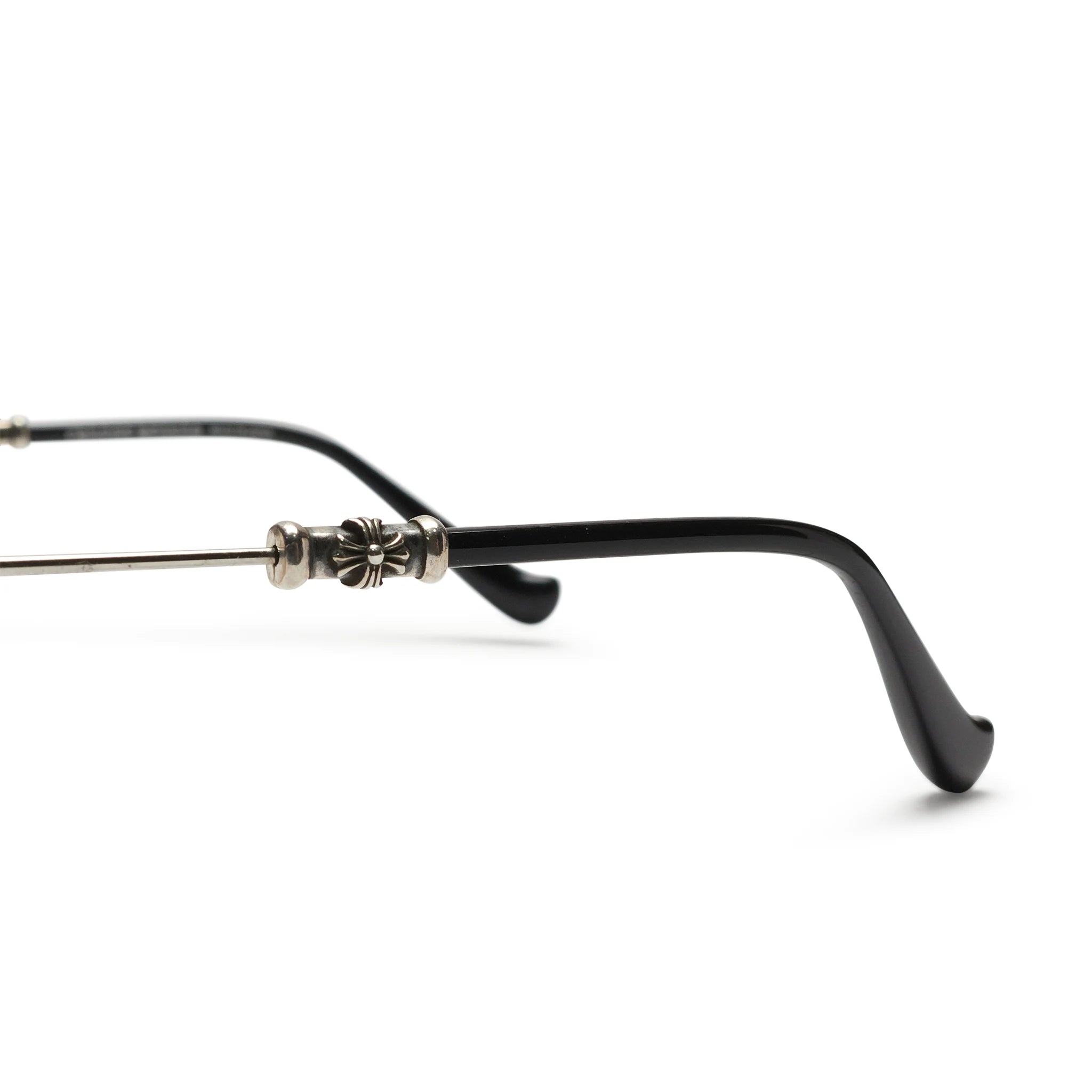 Detail view of Chrome Hearts Pills III Custom Silver Brown Diamond Cut Sunglasses