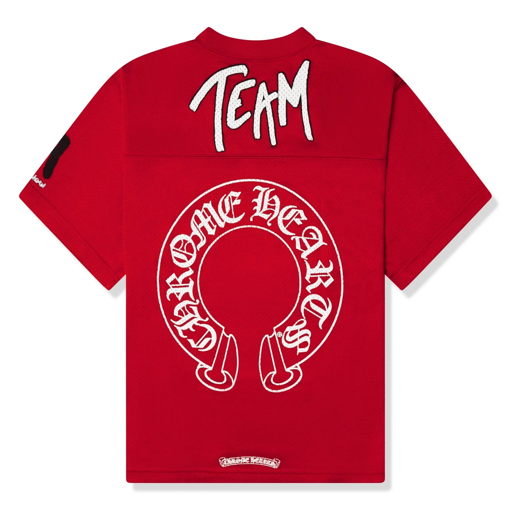 Back view of Chrome Hearts Matty Boy Form Stadium Mesh Red Jersey