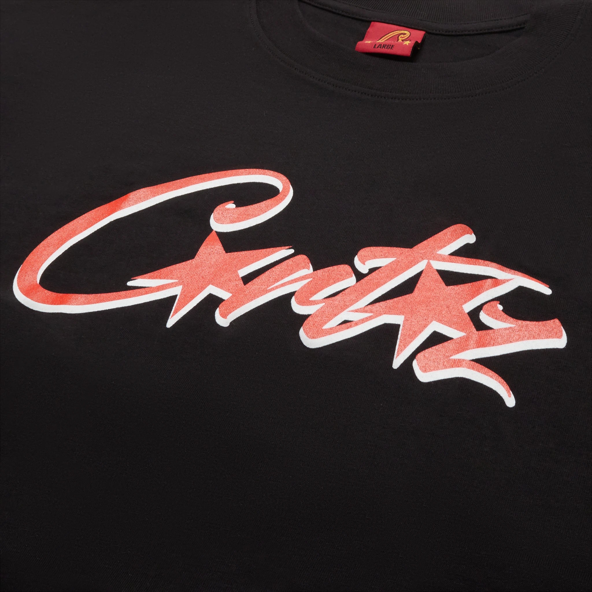 Logo view of Corteiz Allstarz Black T Shirt