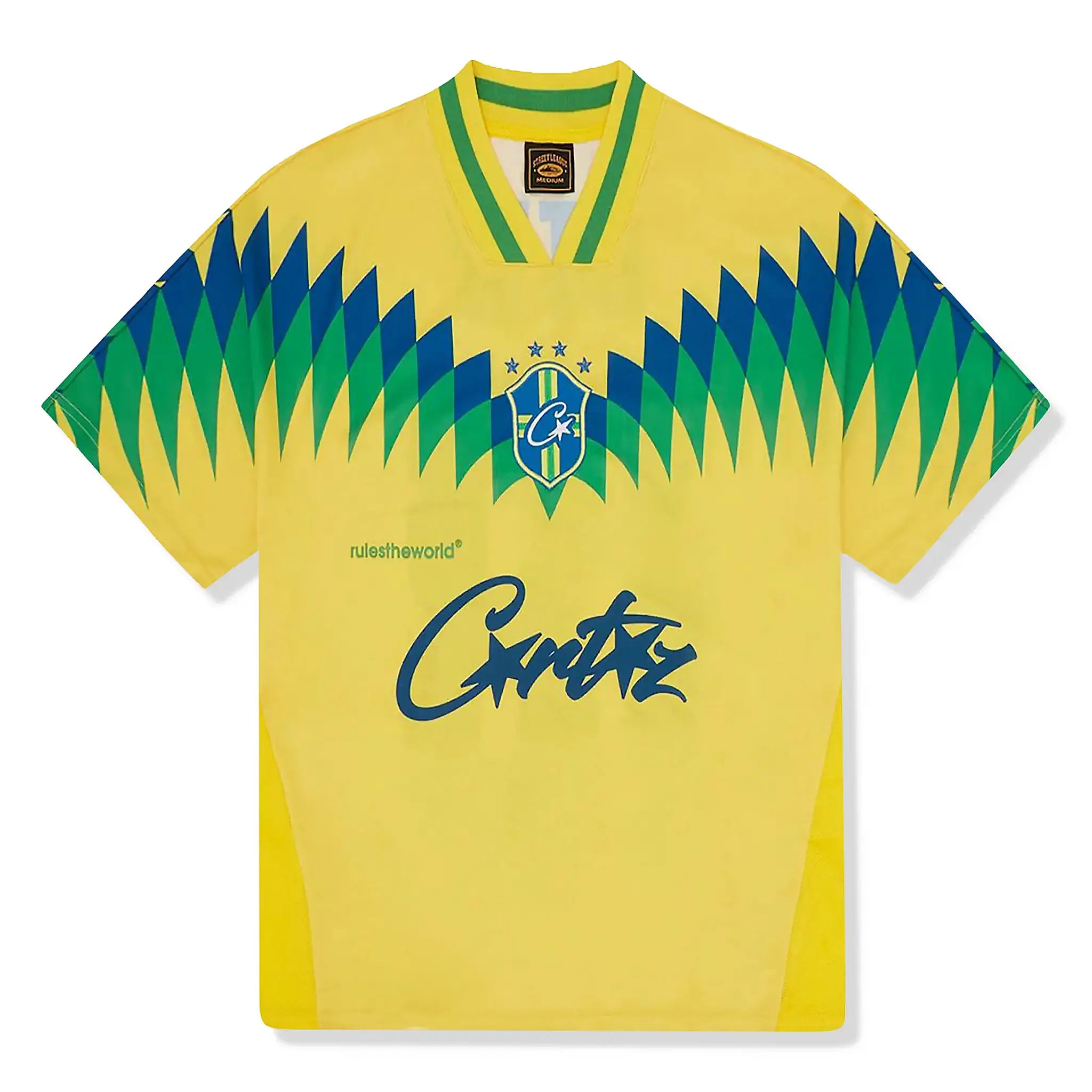 Front view of Corteiz Club America Brazil Jersey Yellow 