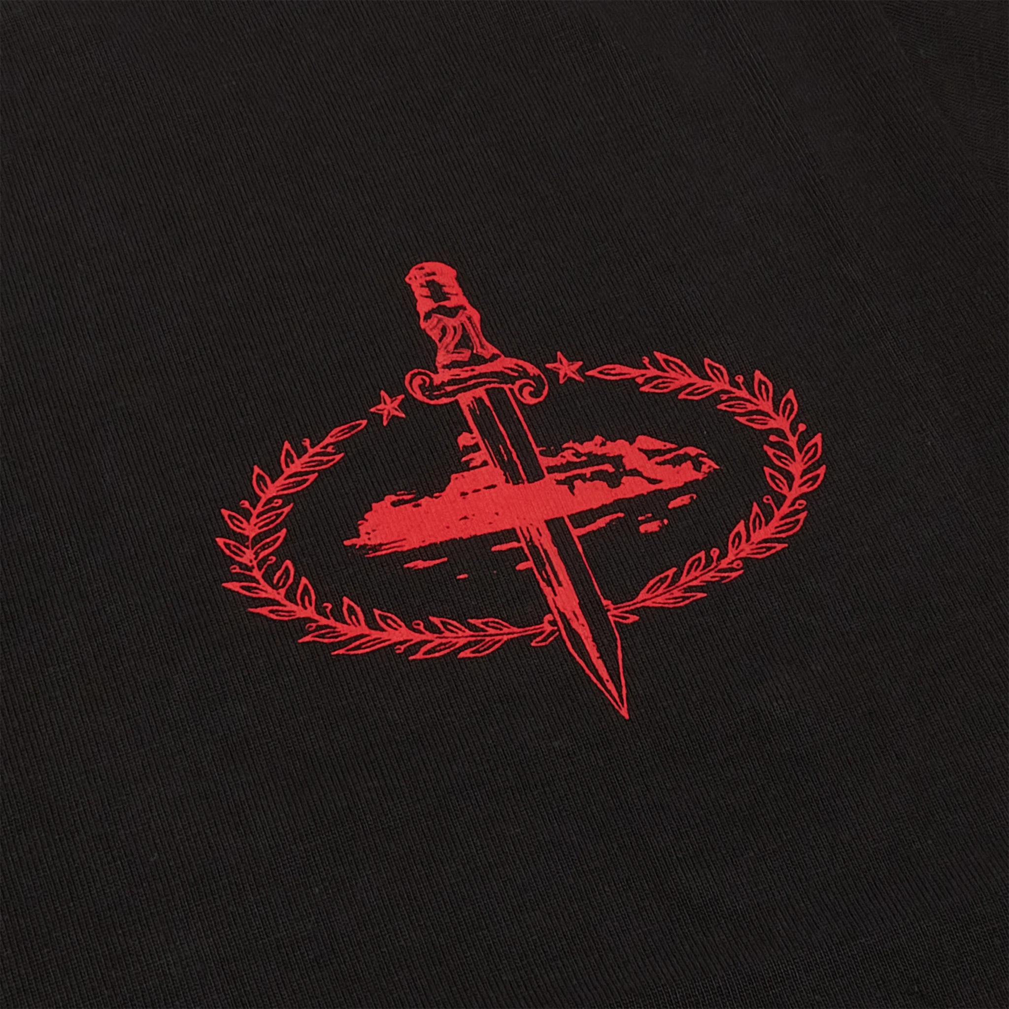 Front logo view of Corteiz x Slaughter Gang 21 Savage Black T Shirt 