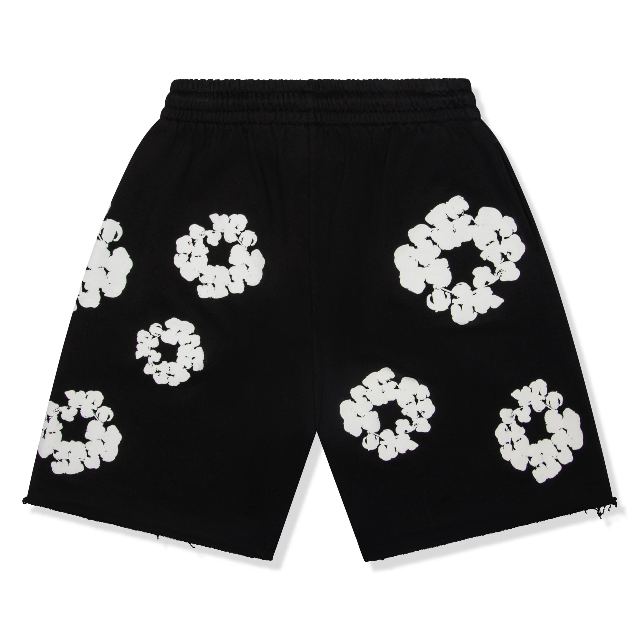 Back view of Denim Tears The Cotton Wreath Black Shorts 