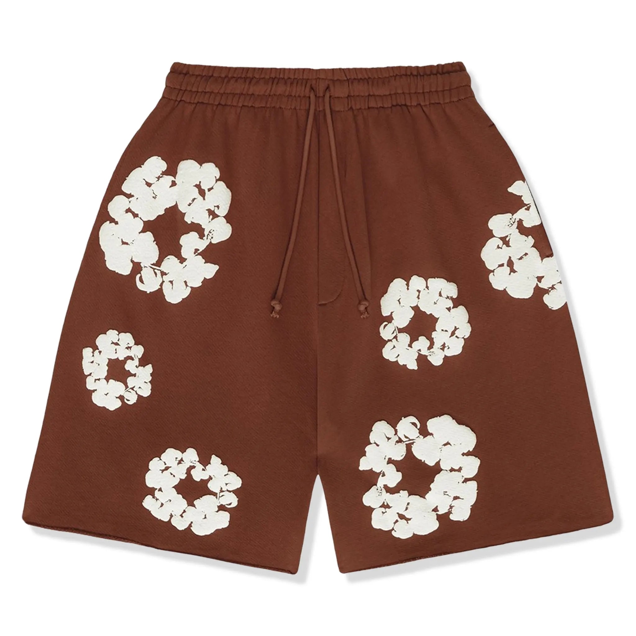 Front view of Denim Tears The Cotton Wreath Brown Shorts 402-905-30-BROW