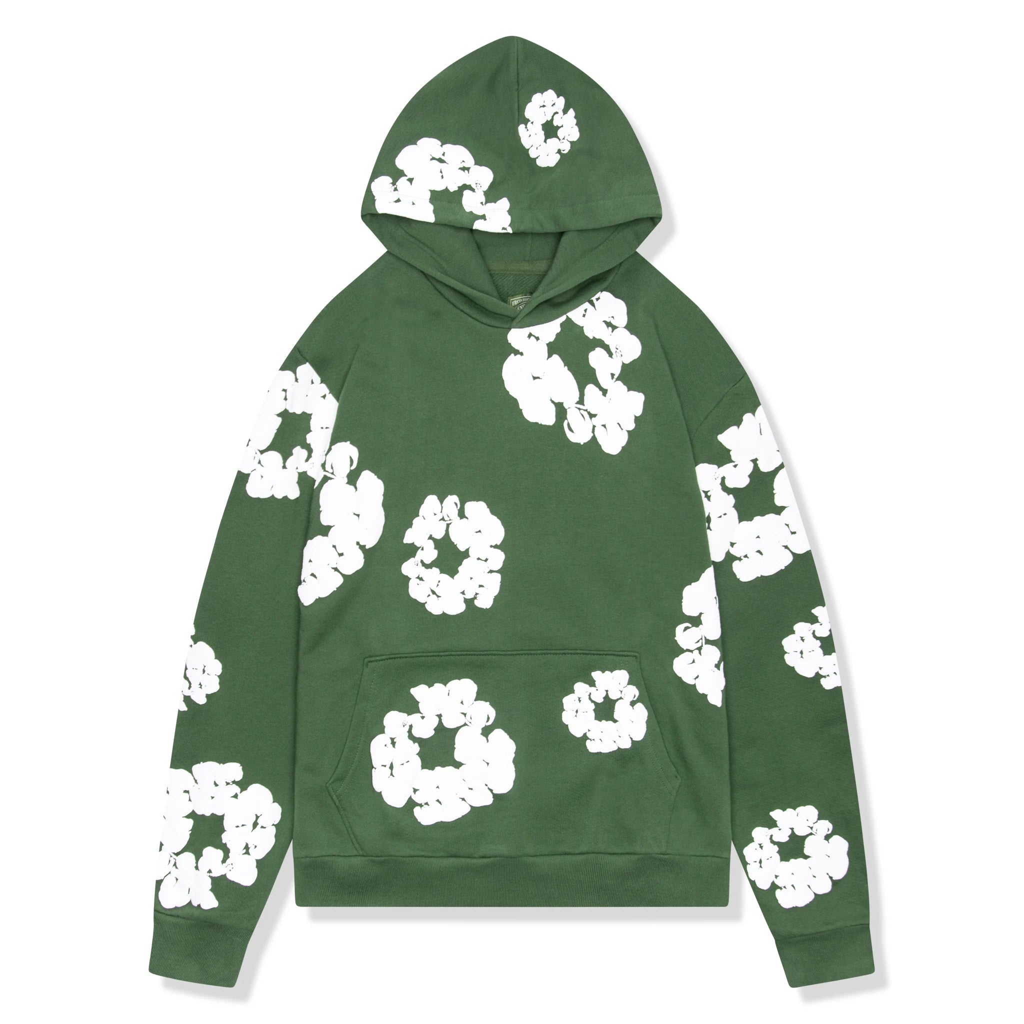 Front view of Denim Tears The Cotton Wreath Green Hoodie 