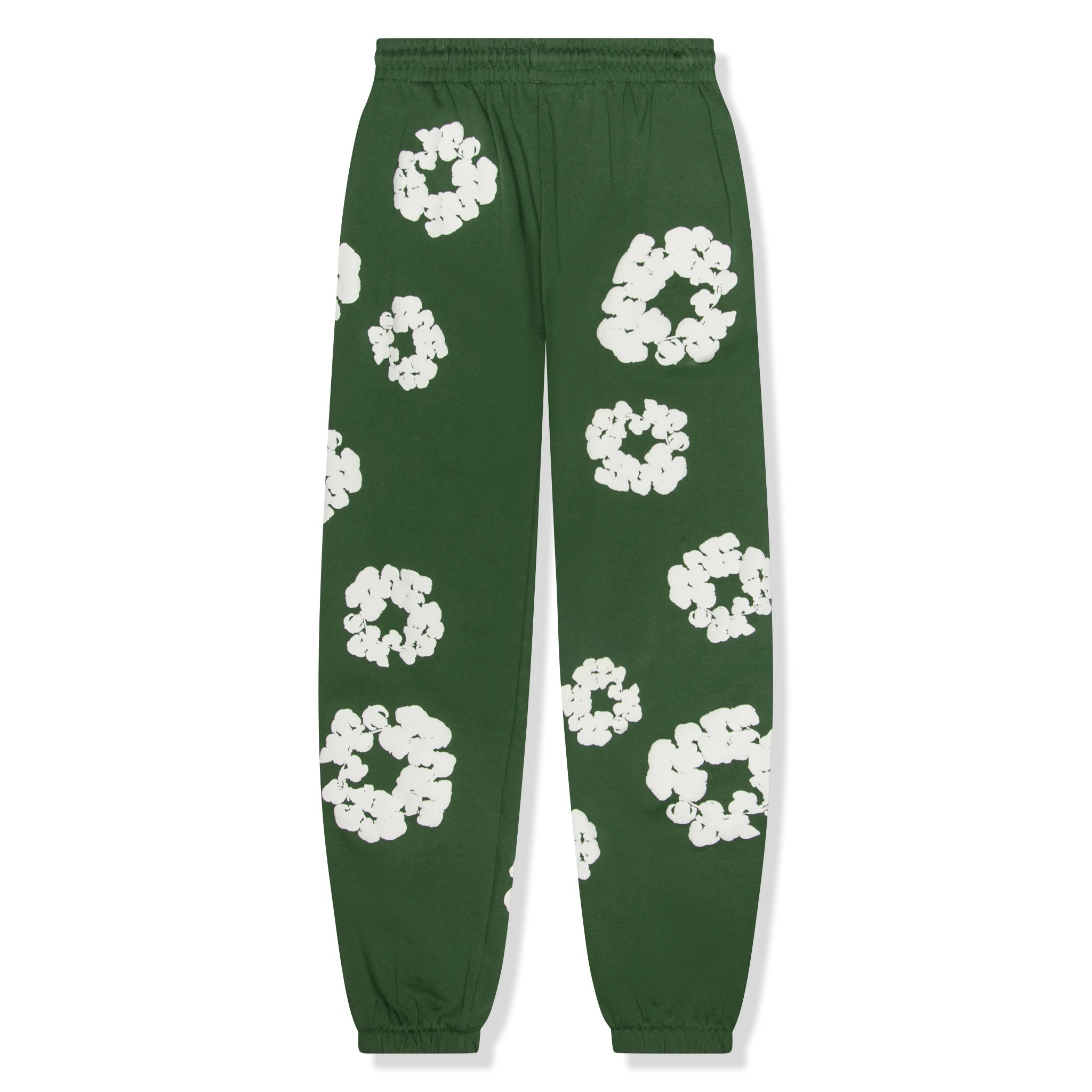 Back view of Denim Tears The Cotton Wreath Green Sweatpants 