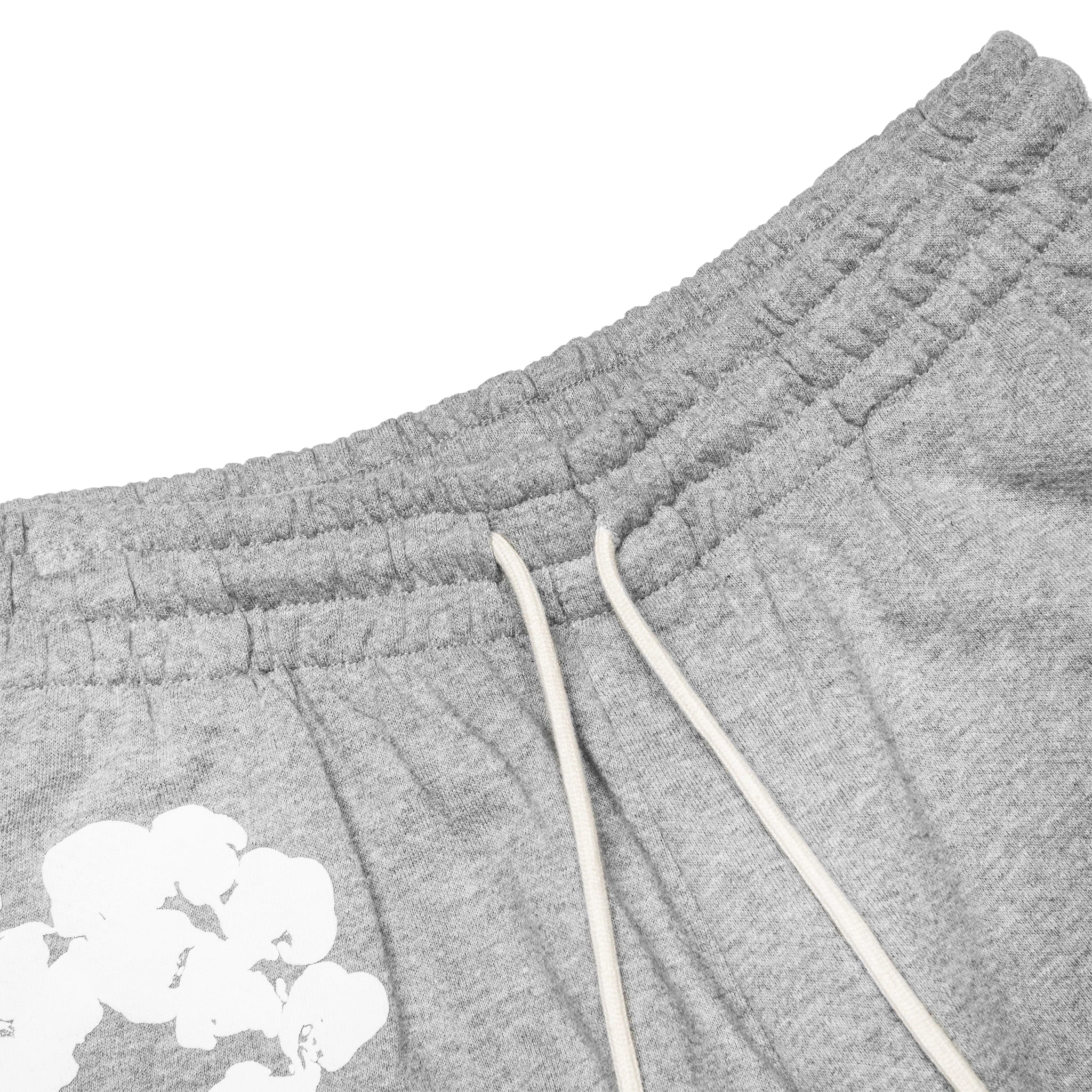 Waist view of Denim Tears The Cotton Wreath Grey Shorts 