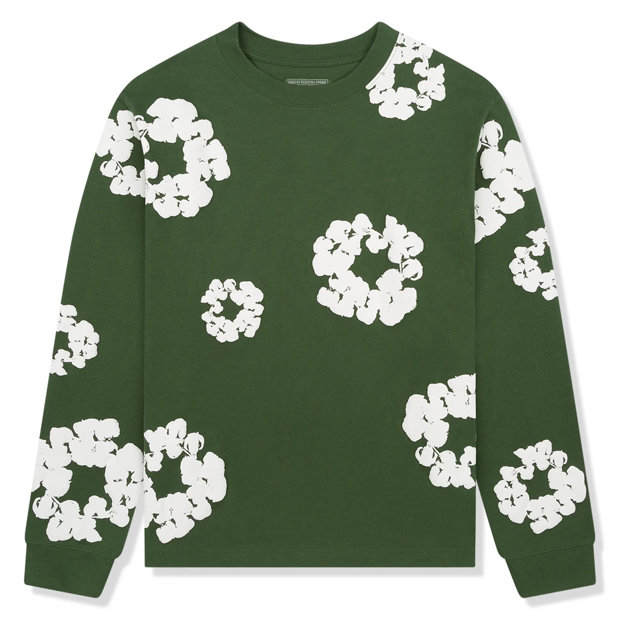 Front view of Denim Tears The Cotton Wreath Long-Sleeve Green T Shirt FW24TLS0065