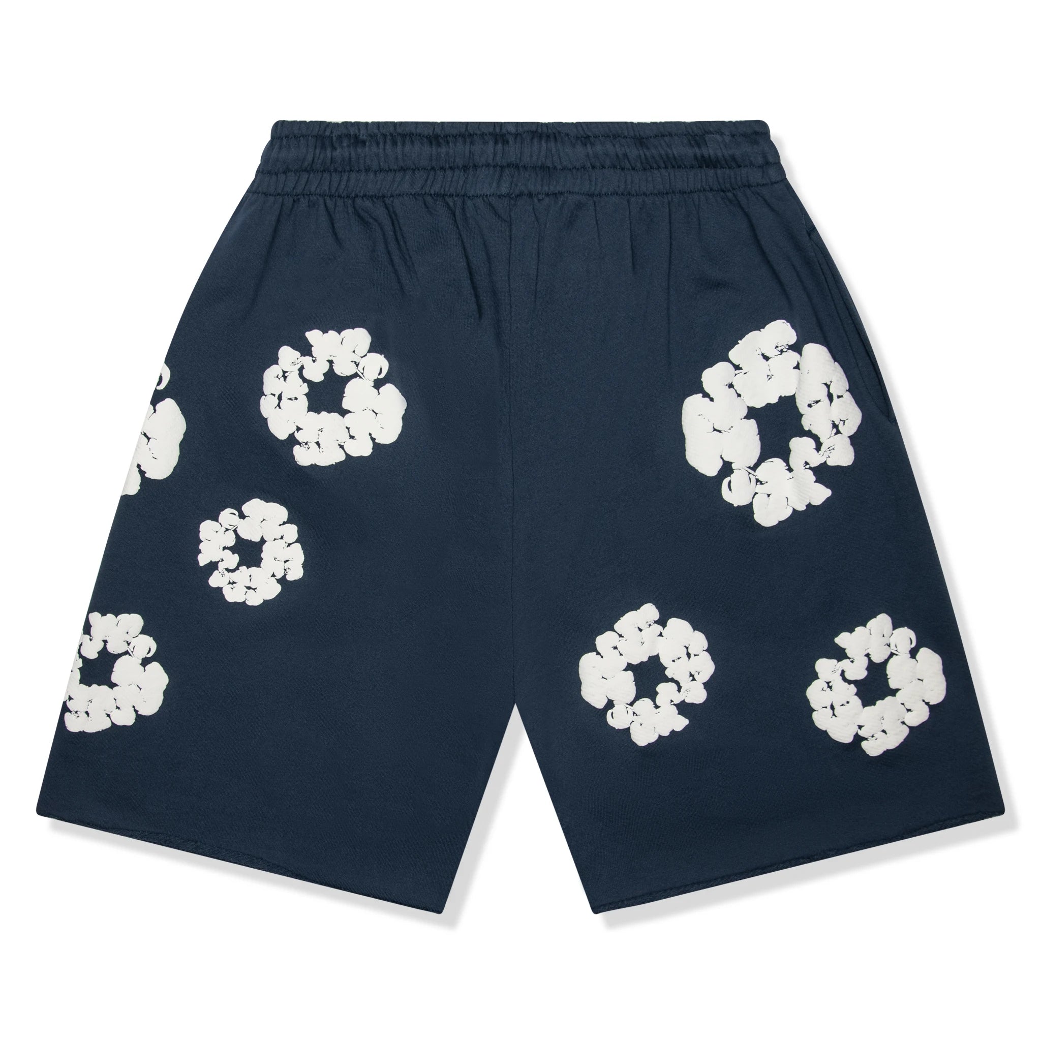 Back view of Denim Tears The Cotton Wreath Navy Shorts