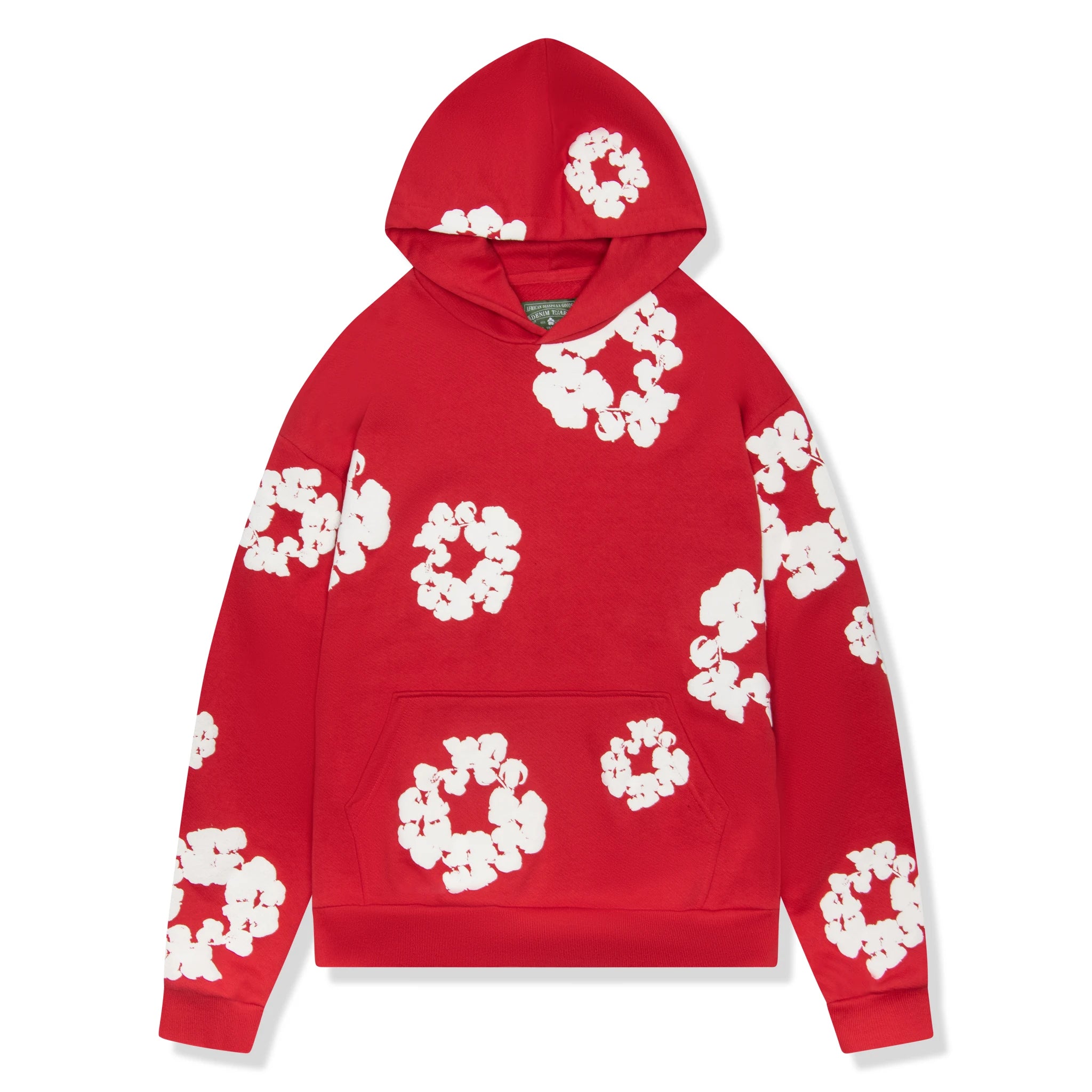 Front view of Denim Tears The Cotton Wreath Red Hoodie 