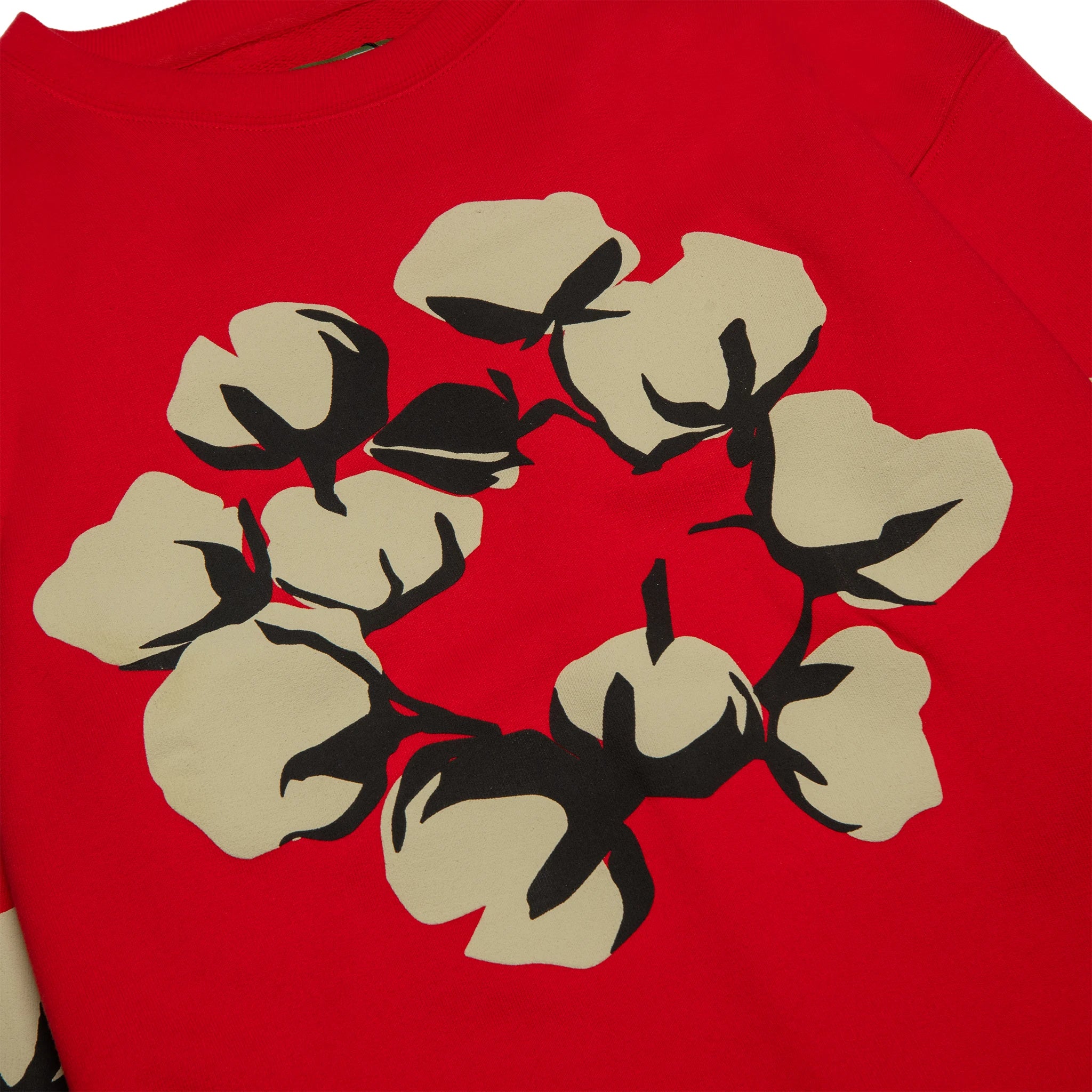 Front logo view of Denim Tears x CPFM Cactus Tears Red Sweatshirt 