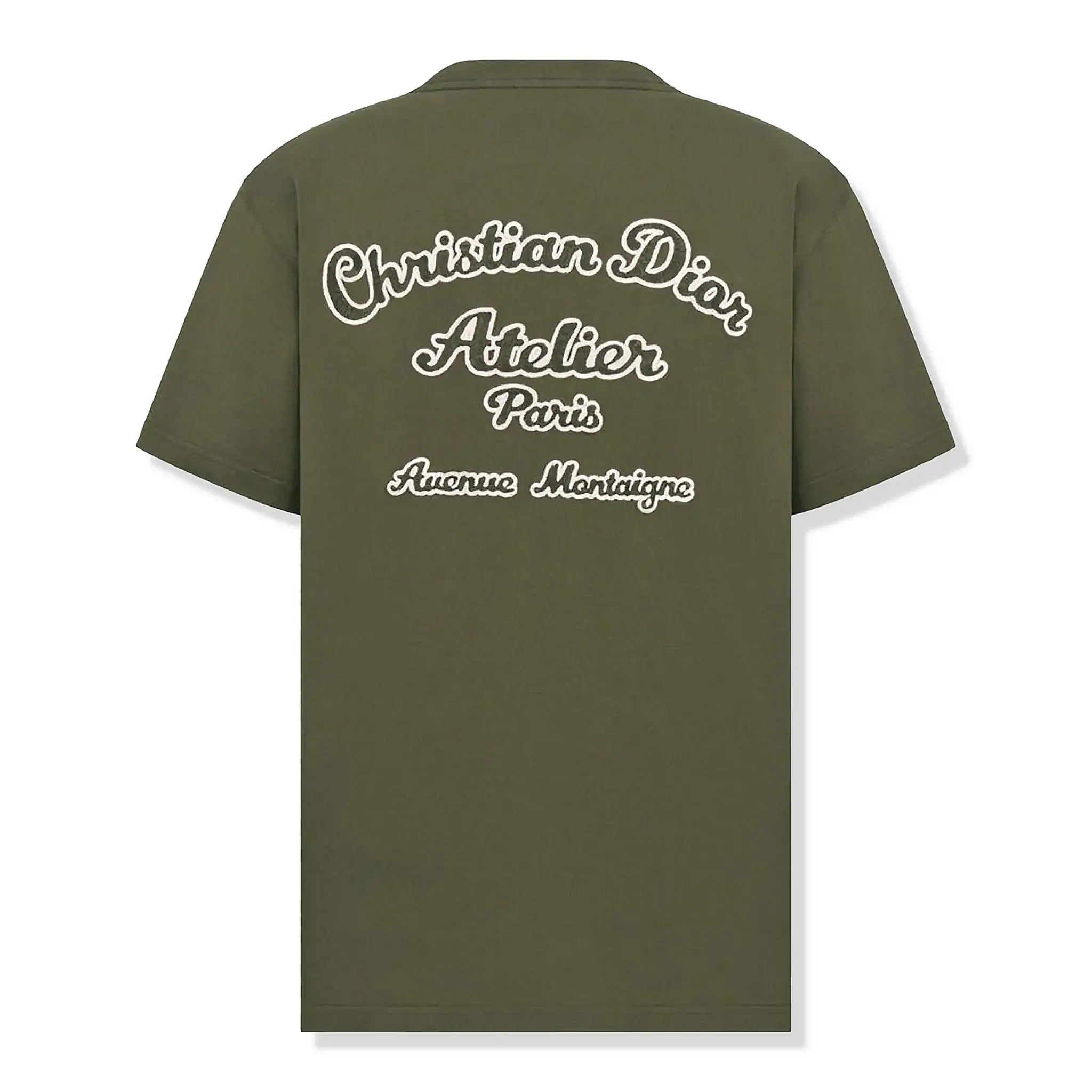 Back view of Dior 'Christian Dior Atelier' Relaxed Fit Khaki T Shirt 293J645A0677_C680