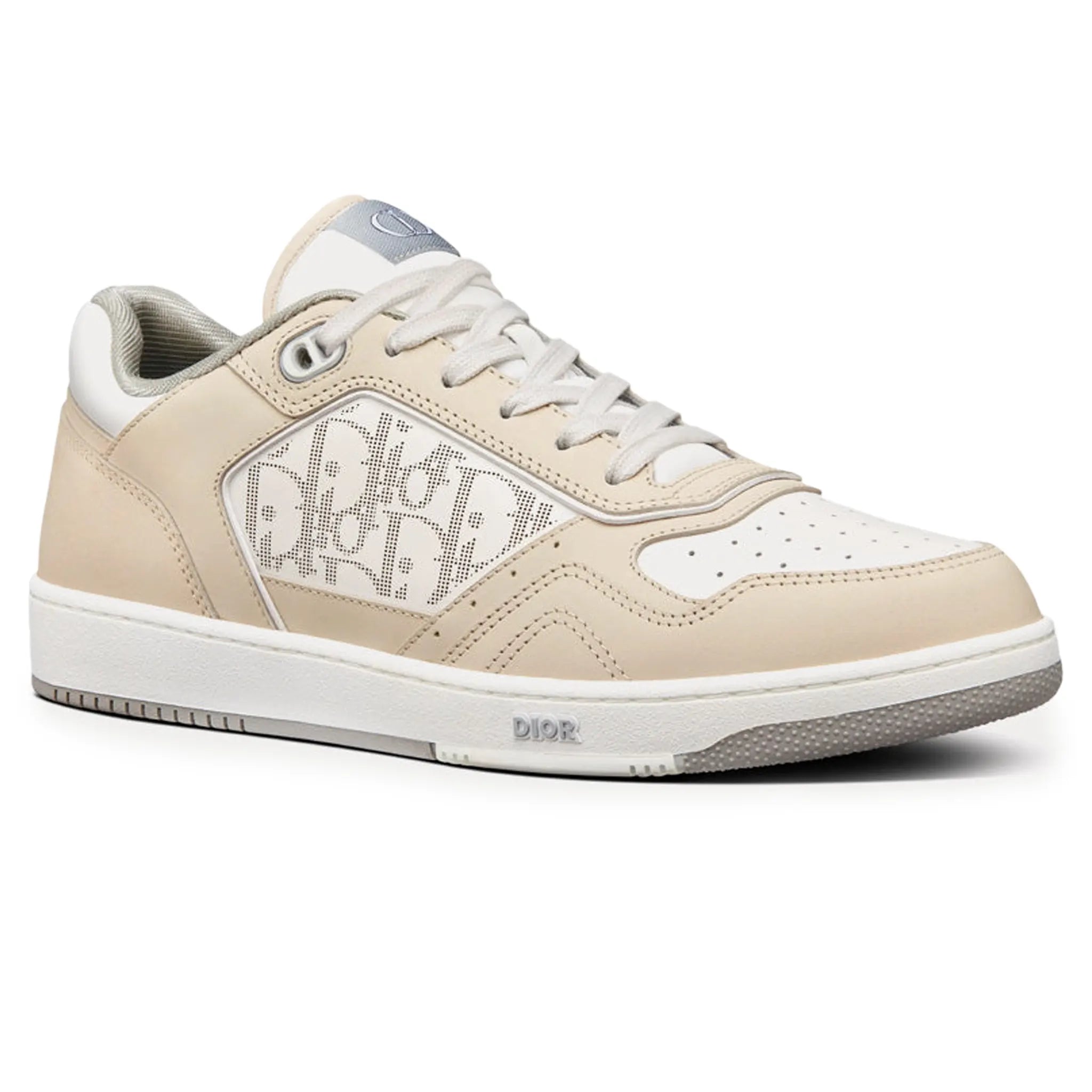 Front side view of Dior B27 Oblique Galaxy Beige White Low Top Sneaker 3SN272ZML_H160