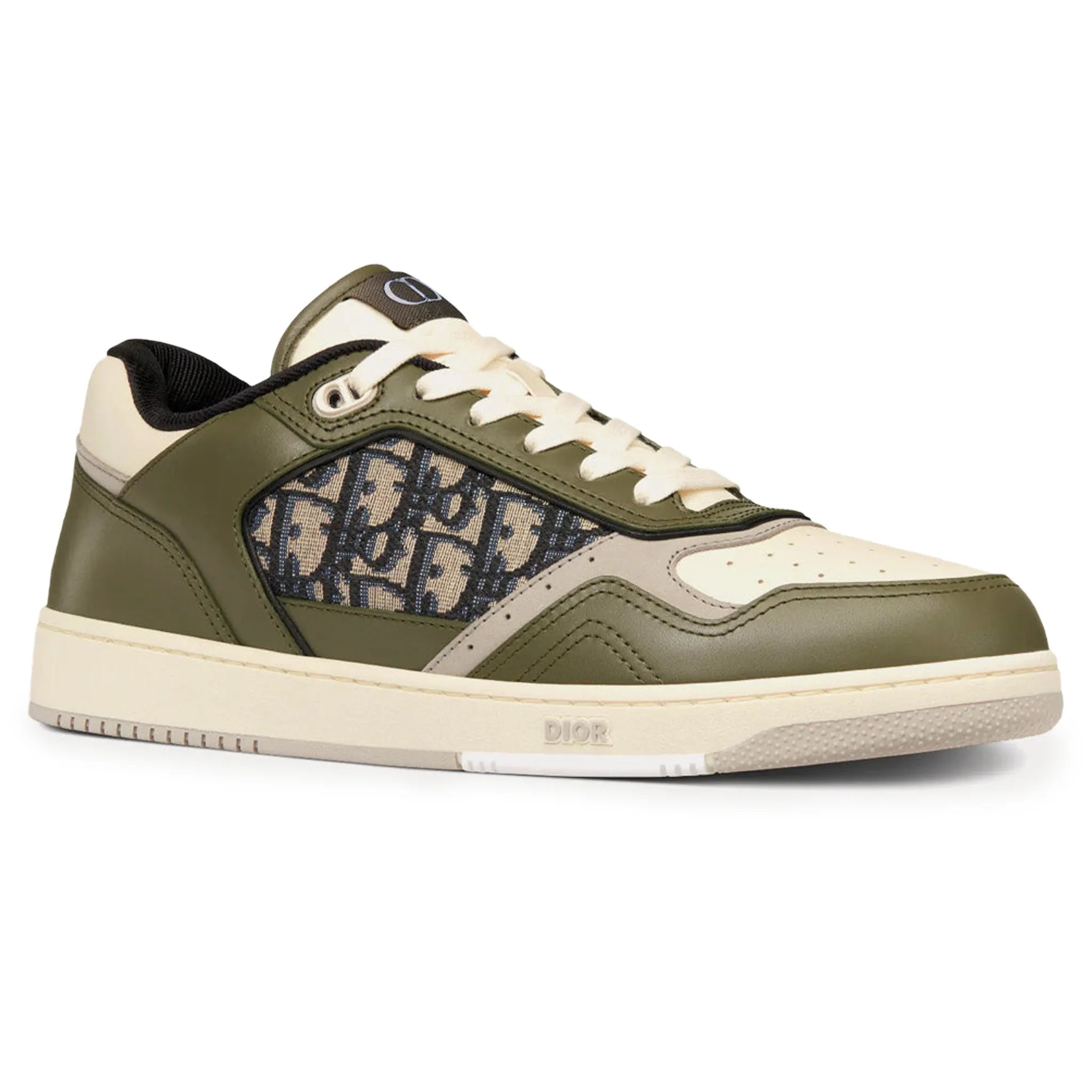 Side view of Dior B27 Oblique Olive Beige Low Top Sneaker 3SN272ZIR_H661