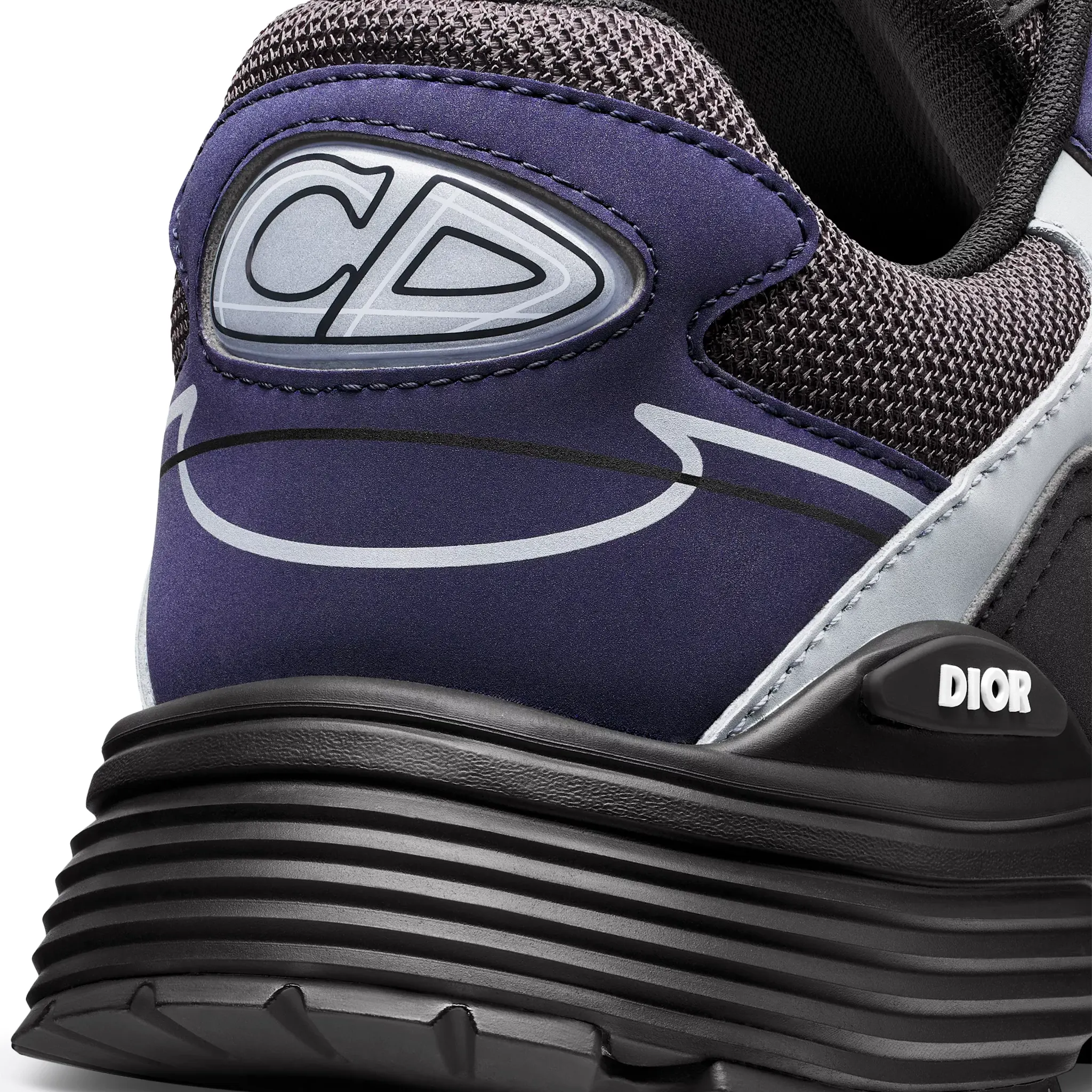 Back detail view of Dior B30 Mesh Blue Black Grey Trainer 3SN279ZRB_H857