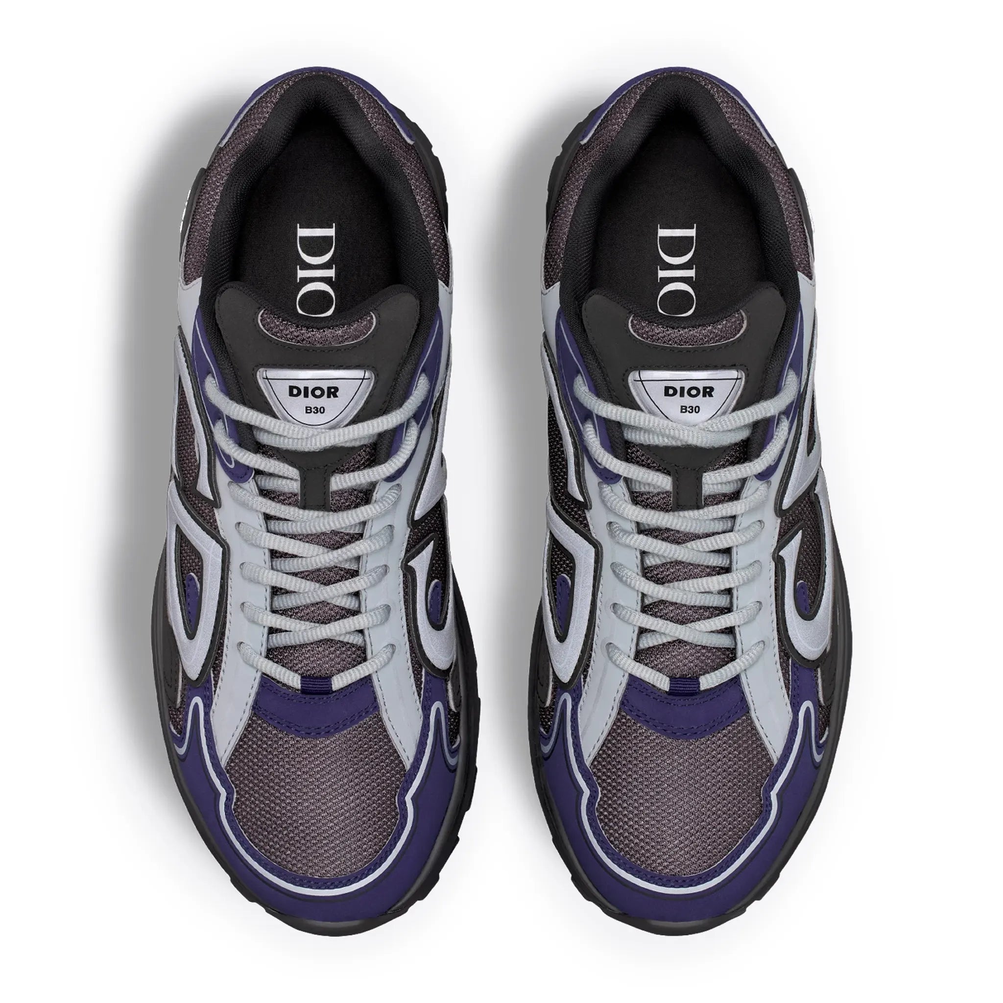 Top view of Dior B30 Mesh Blue Black Grey Trainer 3SN279ZRB_H857