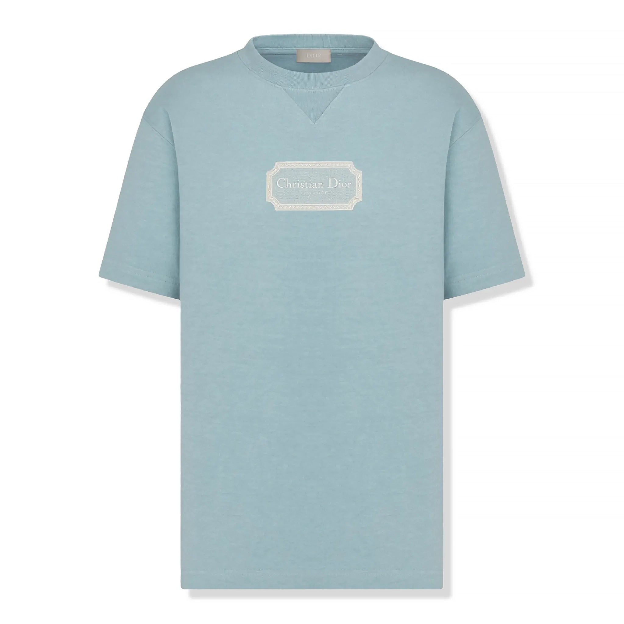 Front view of Dior Couture Relaxed Fit Cotton Azure Blue T Shirt 