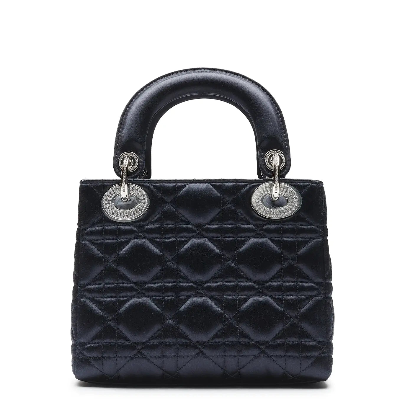 Back view of Dior Lady Dior Lady Diana Limited Edition Satin Blue Mini Handbag