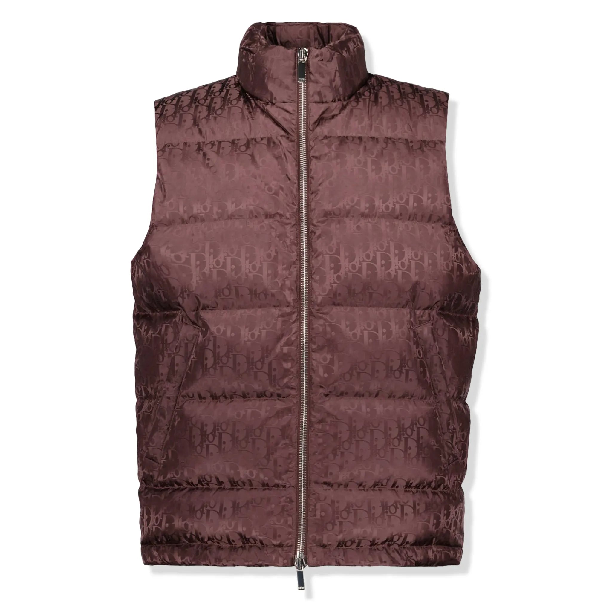 Front view of Dior Oblique Blouson Burgundy Gilet 