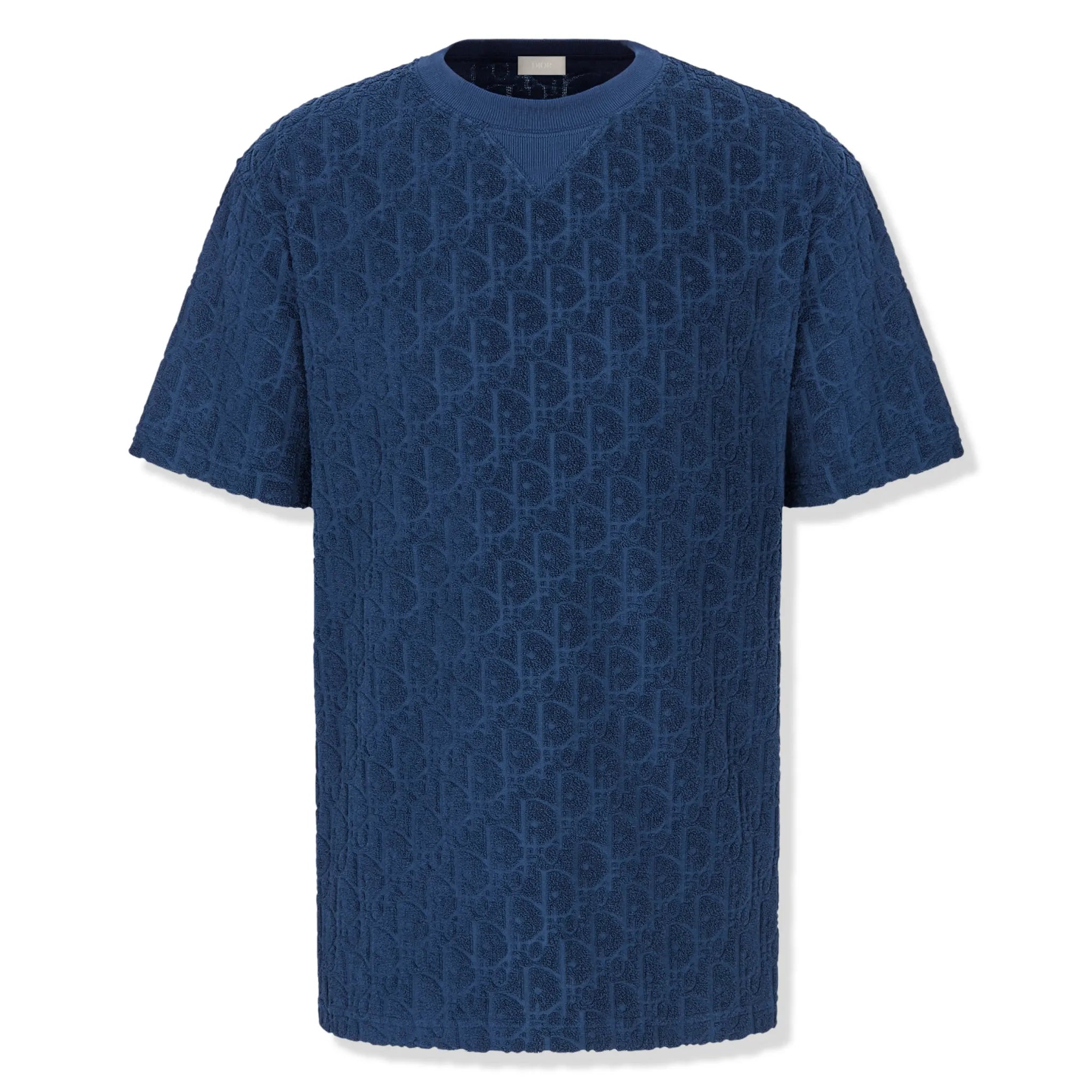 Front view of Dior Oblique Towelling Blue T Shirt