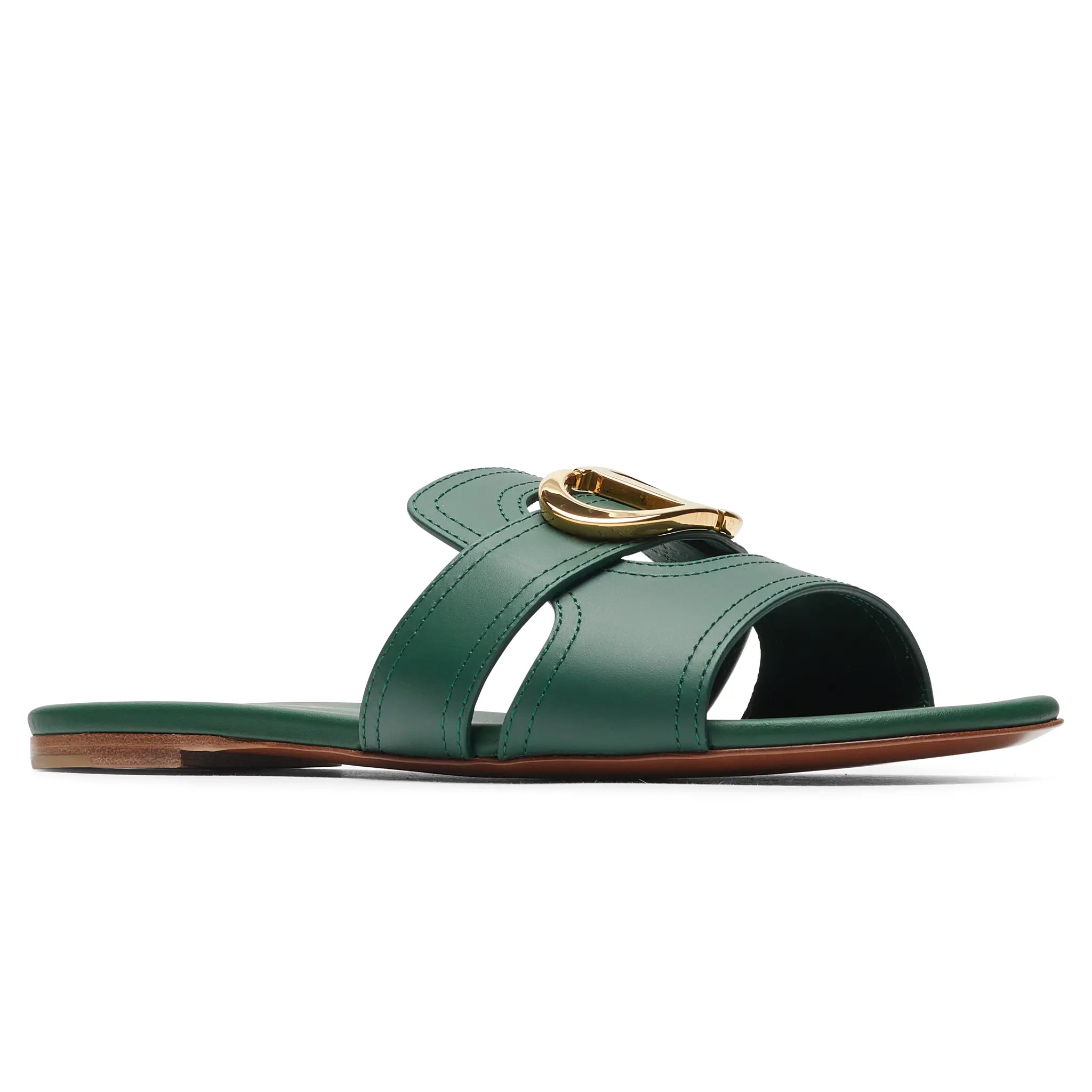 Front view of Dior Or 30 Montaigne Green Slides