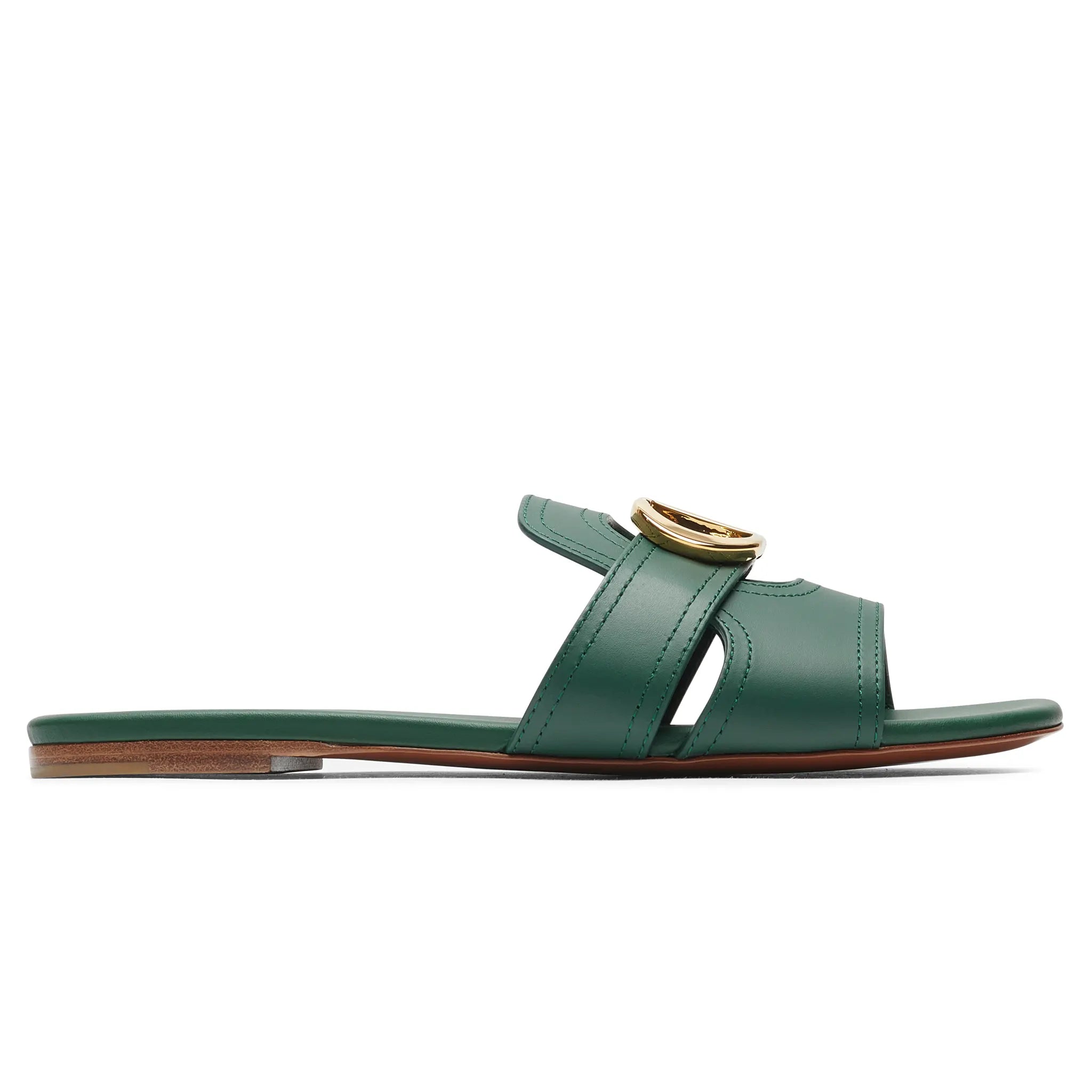 Side view of Dior Or 30 Montaigne Green Slides 