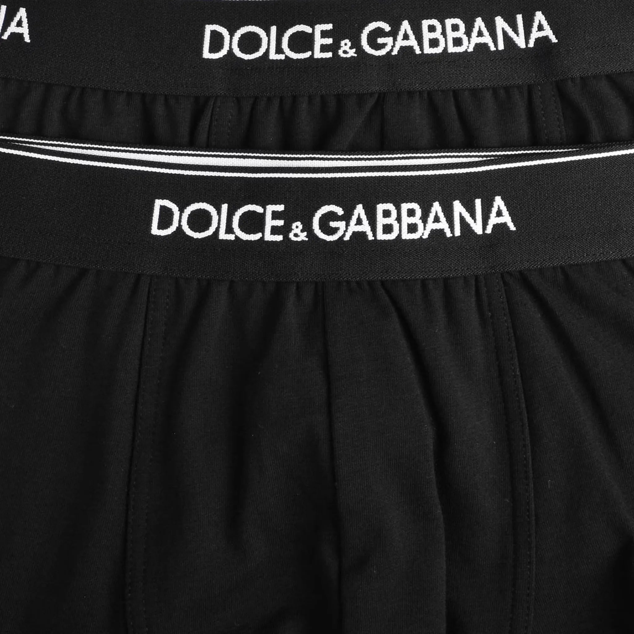 Detail view of Dolce & Gabbana Two Pack Stretch Cotton Black Boxers