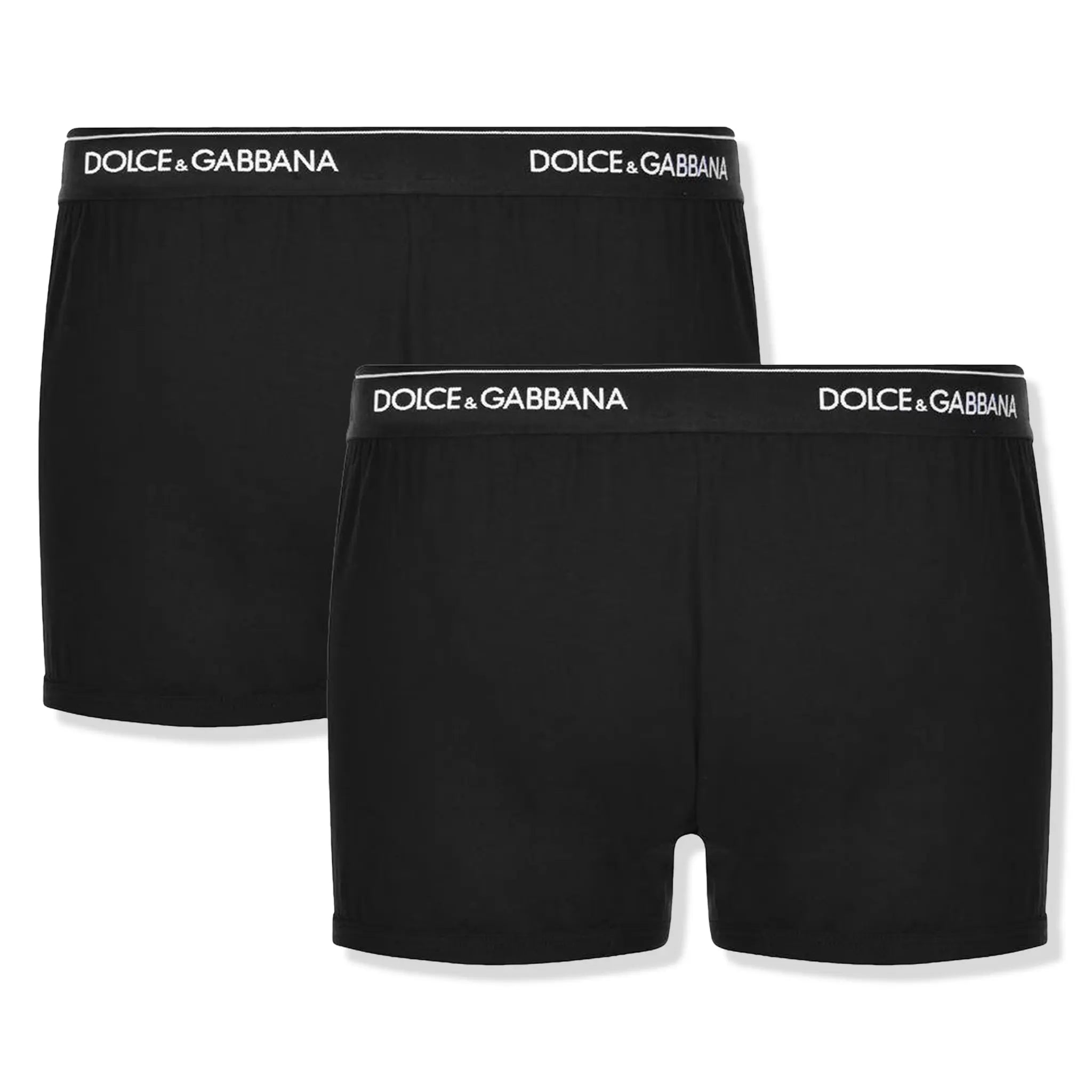 Pack Back view of Dolce & Gabbana Two Pack Stretch Cotton Black Boxers